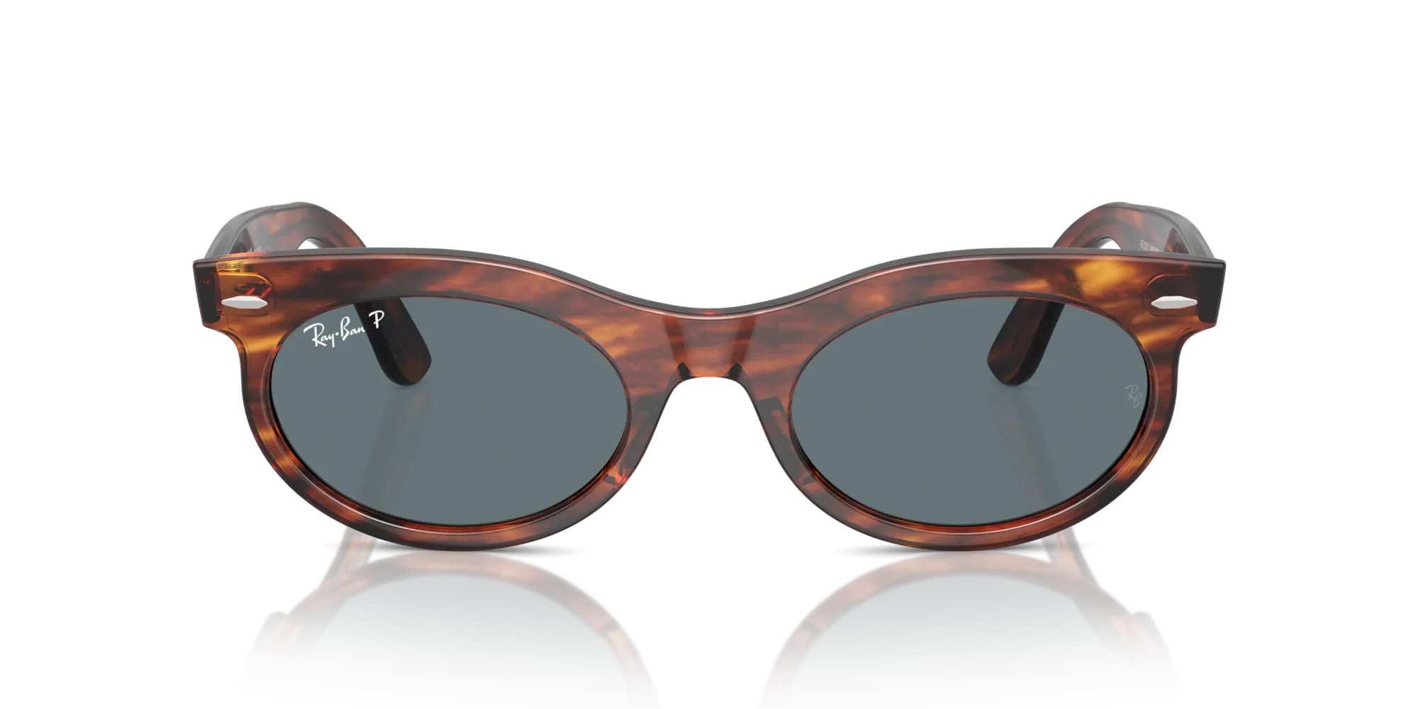 Ray - Ban RB2242 WAYFARER OVAL 954/3R Occhiali da sole Acetato Marrone Blu Rotonda Polarizzata Antiriflesso - immagine 3
