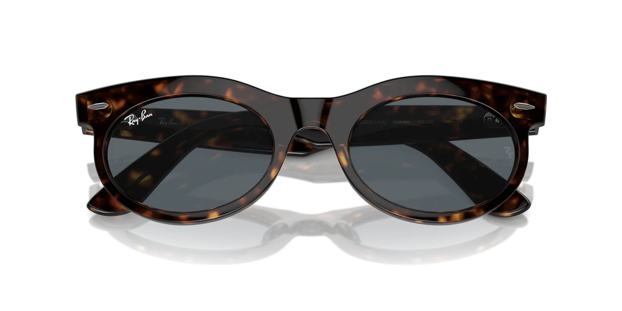 Ray - Ban RB2242 WAYFARER OVAL 902/R5 Occhiali da sole Acetato Tartaruga Blu Rotonda Normale Antiriflesso - immagine 2