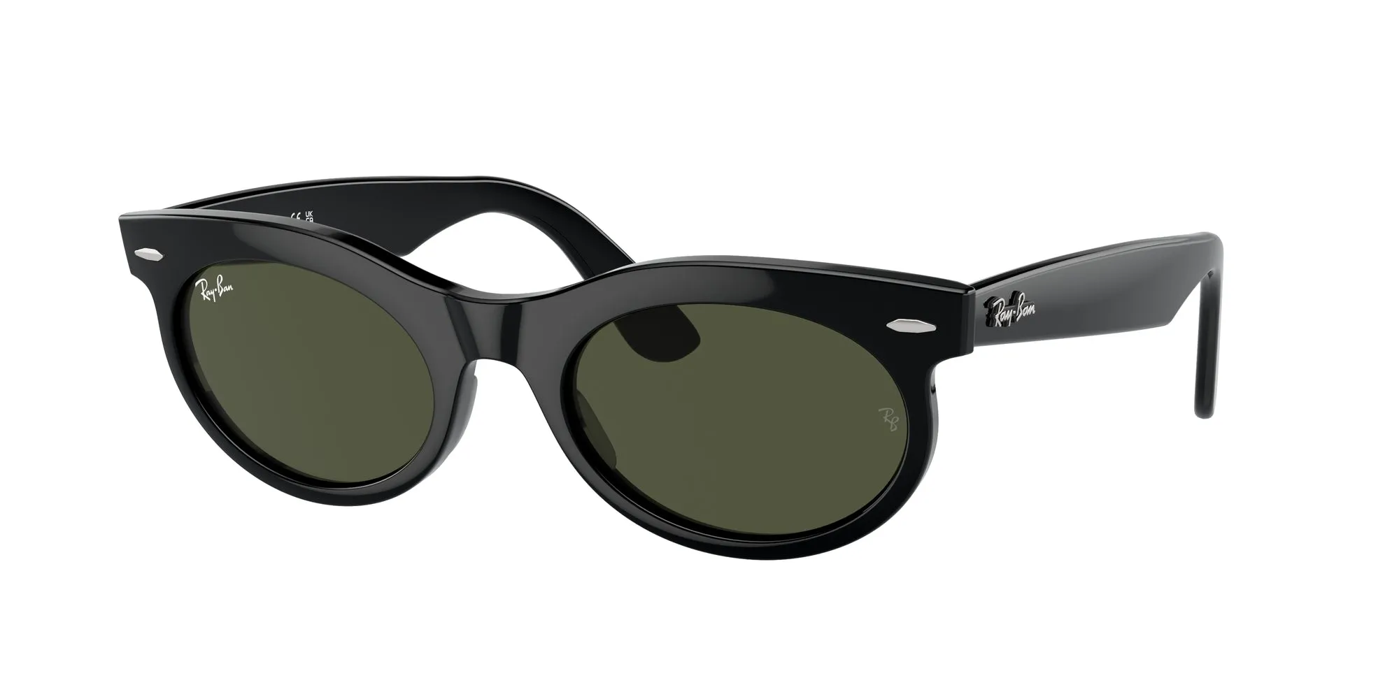 Ray - Ban RB2242 WAYFARER OVAL 901/31 Occhiali da sole Acetato Nero Verde Rotonda Normale - immagine 1