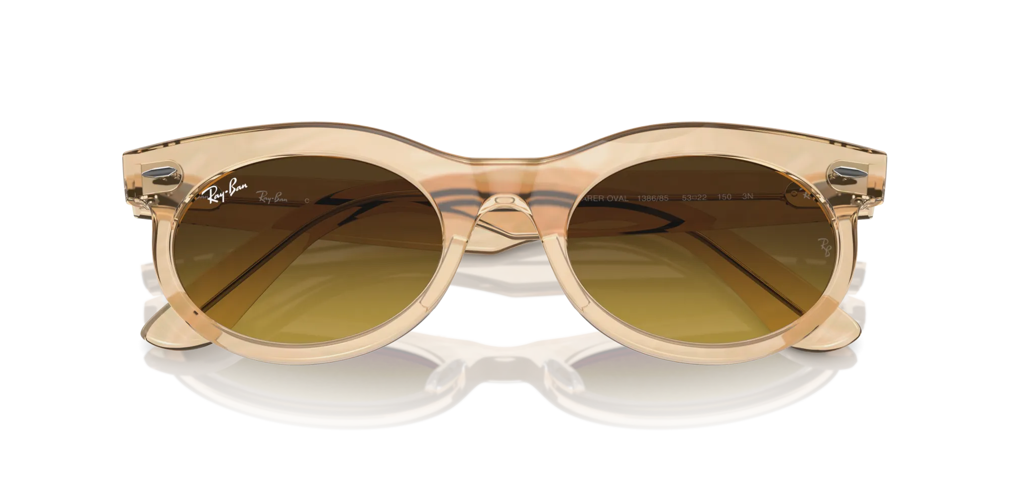 Ray - Ban RB2242 WAYFARER OVAL 138685 Occhiali da sole Acetato Marrone Marrone Rotonda Normale Sfumato - immagine 2