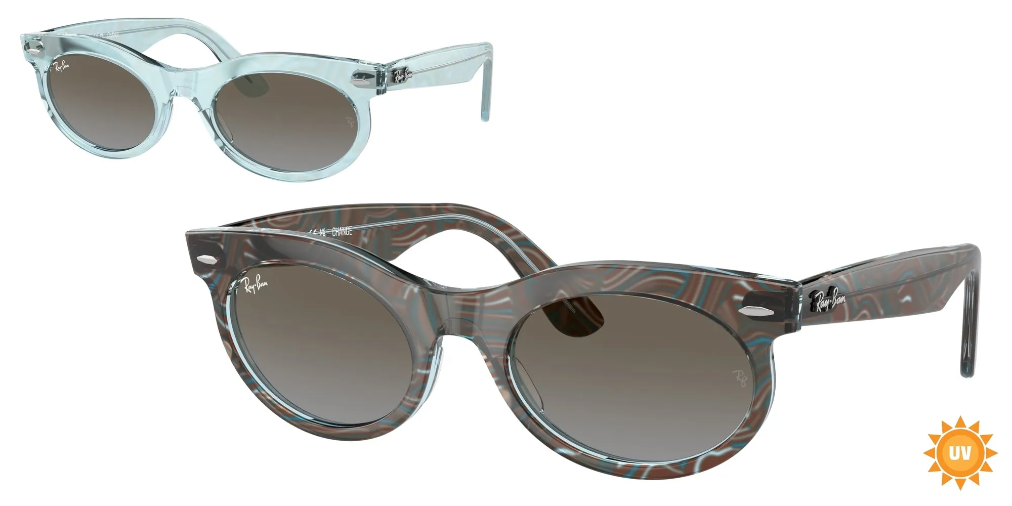 Ray - Ban RB2242 WAYFARER OVAL 138596 Occhiali da sole Acetato Azzurro Blu Rotonda Normale Sfumato - immagine 1