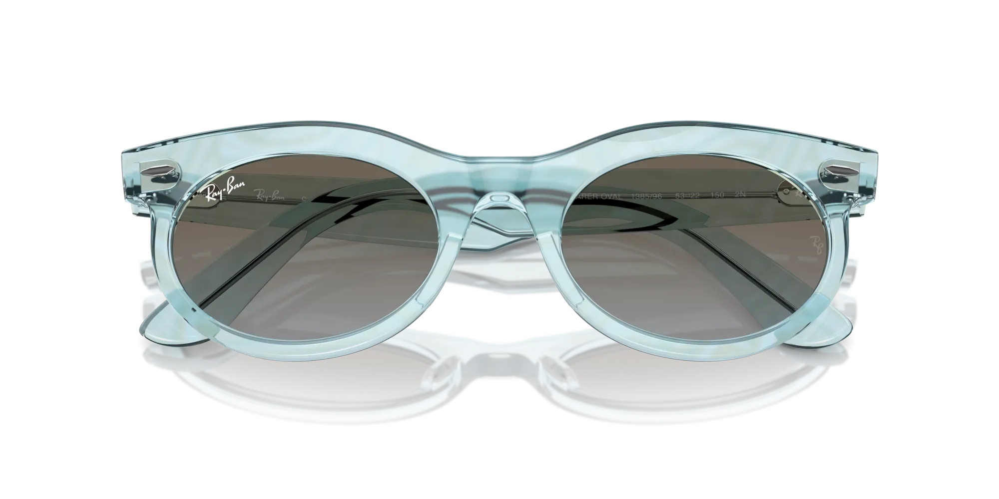 Ray - Ban RB2242 WAYFARER OVAL 138596 Occhiali da sole Acetato Azzurro Blu Rotonda Normale Sfumato - immagine 2