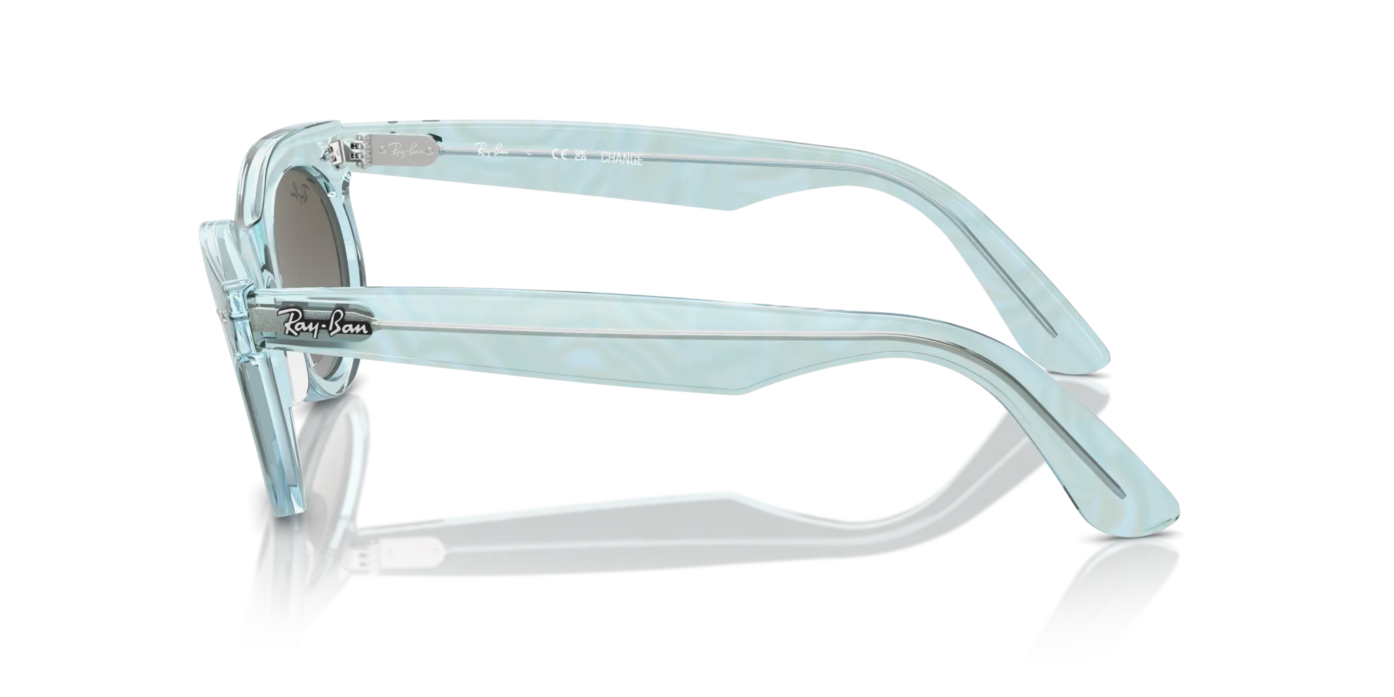 Ray - Ban RB2242 WAYFARER OVAL 138596 Occhiali da sole Acetato Azzurro Blu Rotonda Normale Sfumato - immagine 4