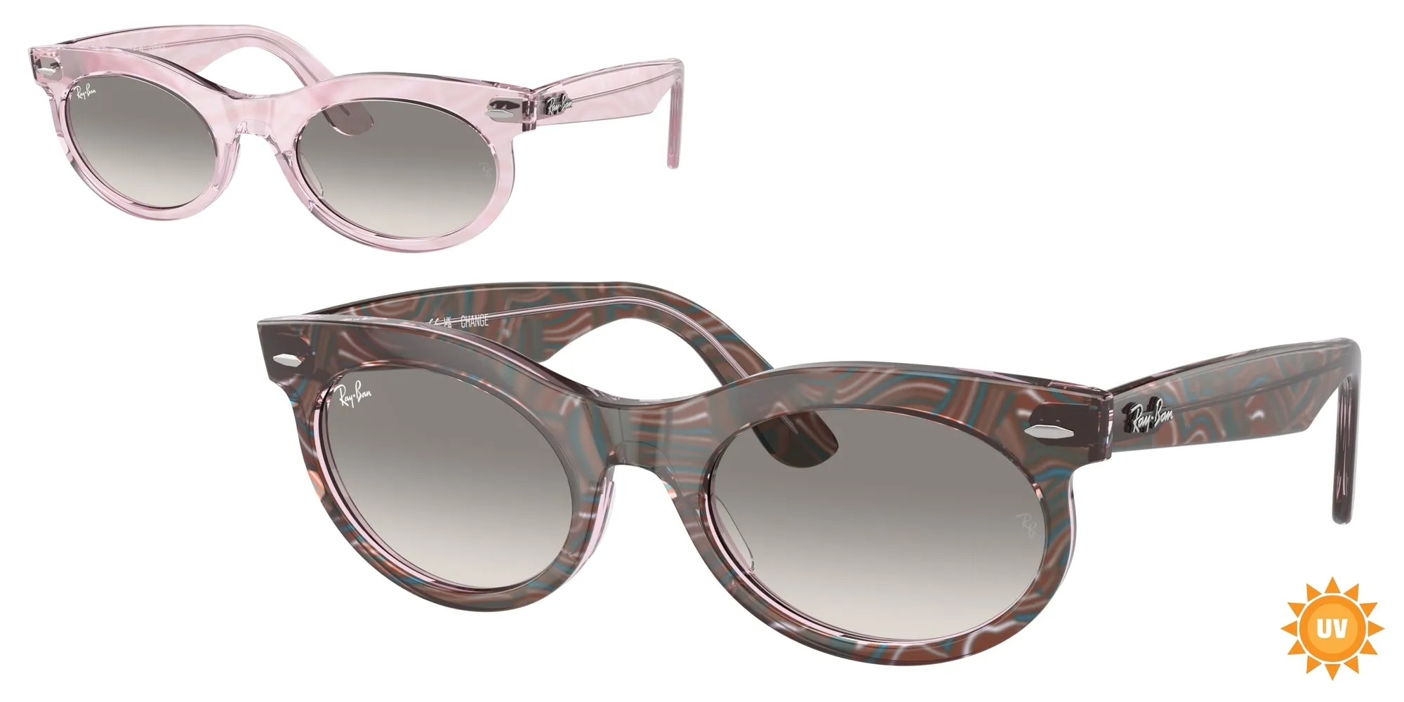 Ray - Ban RB2242 WAYFARER OVAL 138432 Occhiali da sole Acetato Viola Grigio Rotonda Normale Sfumato - immagine 1