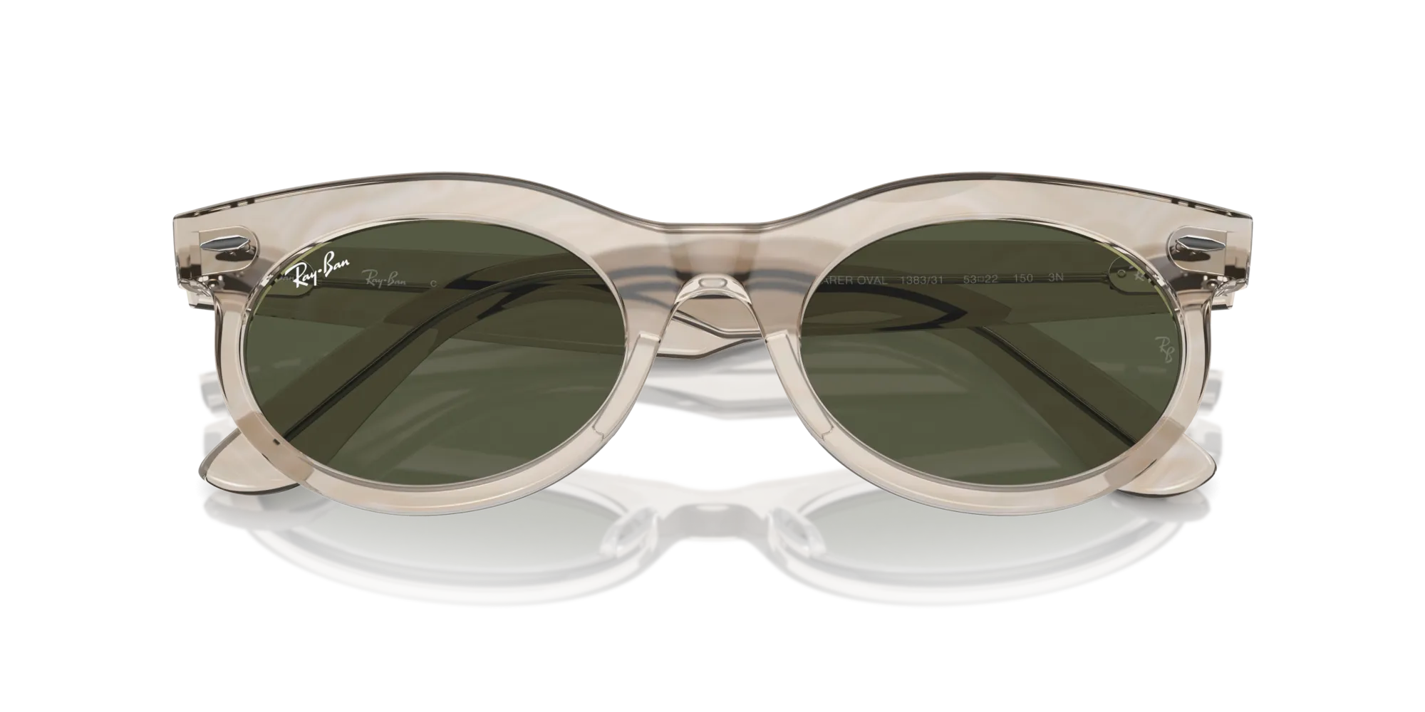 Ray - Ban RB2242 WAYFARER OVAL 138331 Occhiali da sole Acetato Grigio Verde Rotonda Normale - immagine 2