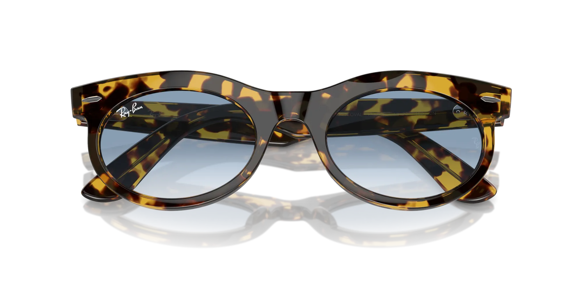Ray - Ban RB2242 WAYFARER OVAL 13323F Occhiali da sole Acetato Tartaruga Blu Rotonda Normale Sfumato - immagine 2