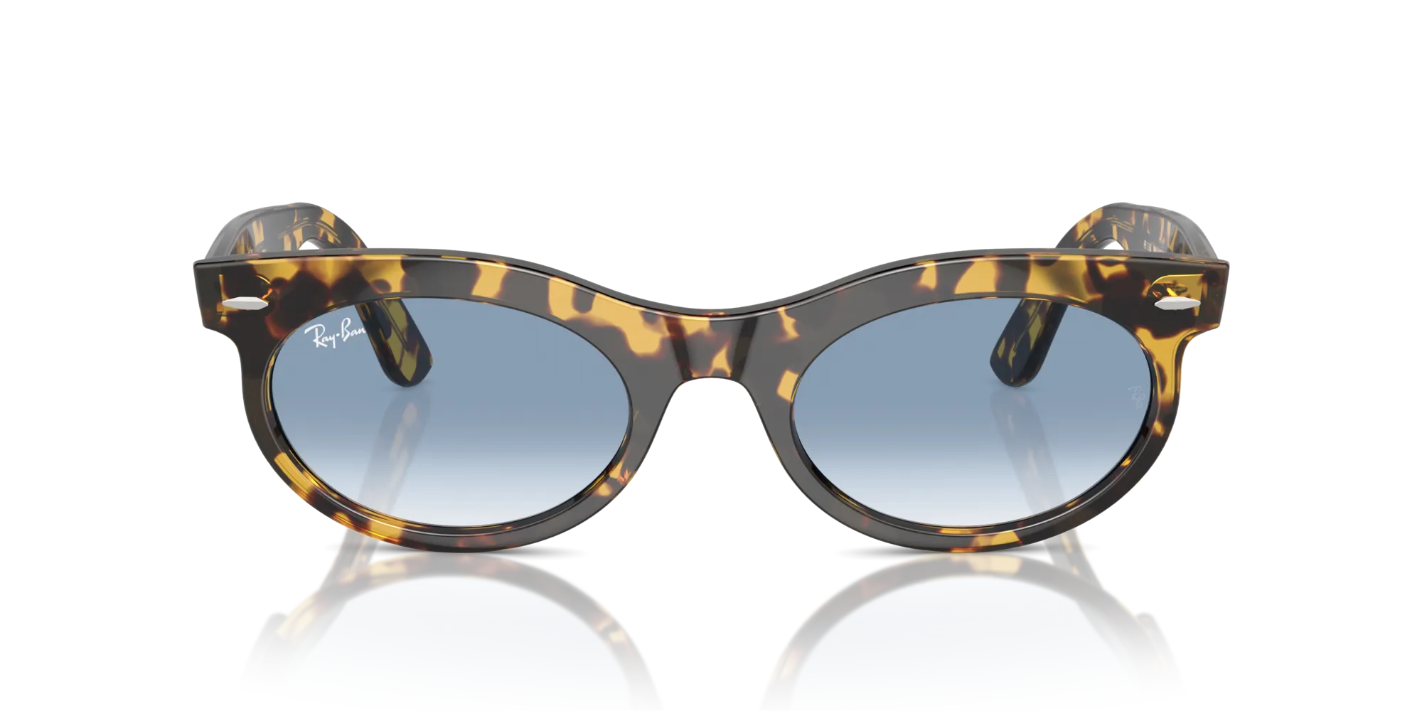 Ray - Ban RB2242 WAYFARER OVAL 13323F Occhiali da sole Acetato Tartaruga Blu Rotonda Normale Sfumato - immagine 3