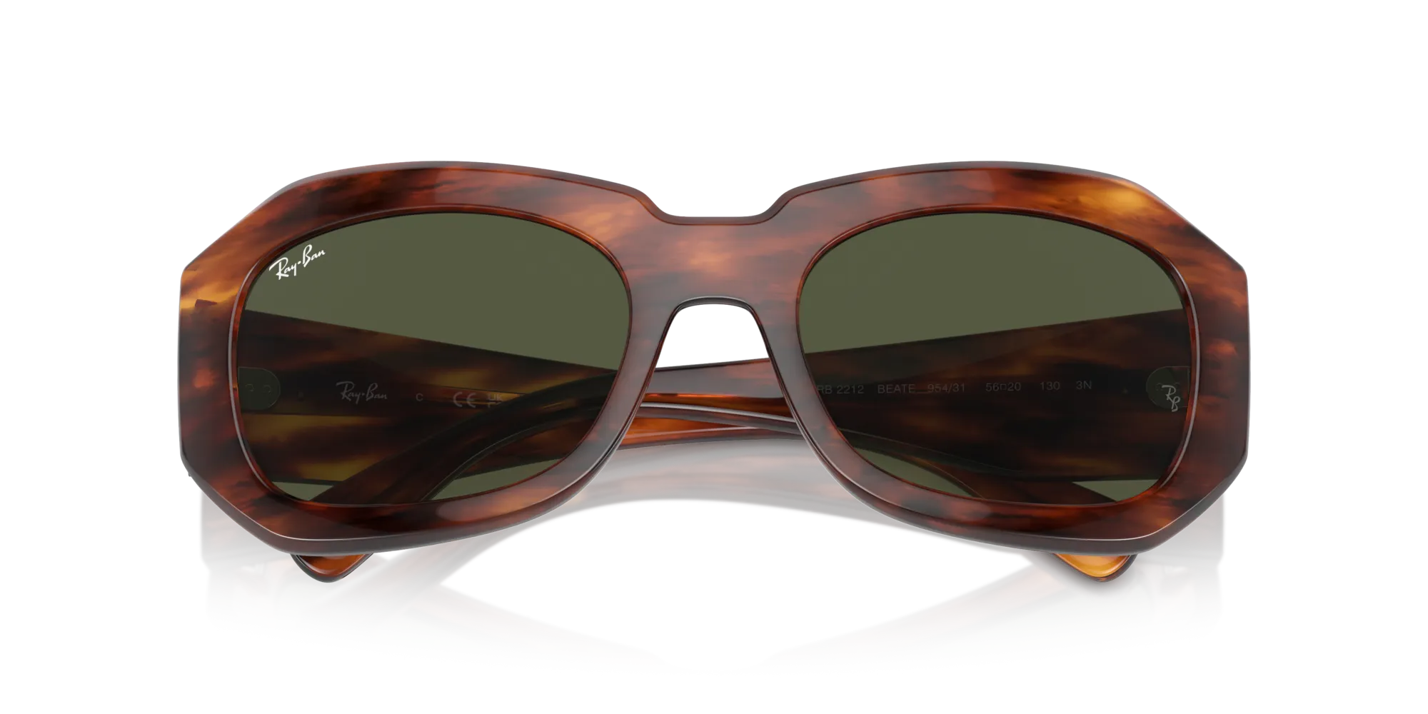 Ray - Ban RB2212 BEATE 954/31 Occhiali da sole Acetato Marrone Verde Pillow Normale - immagine 2