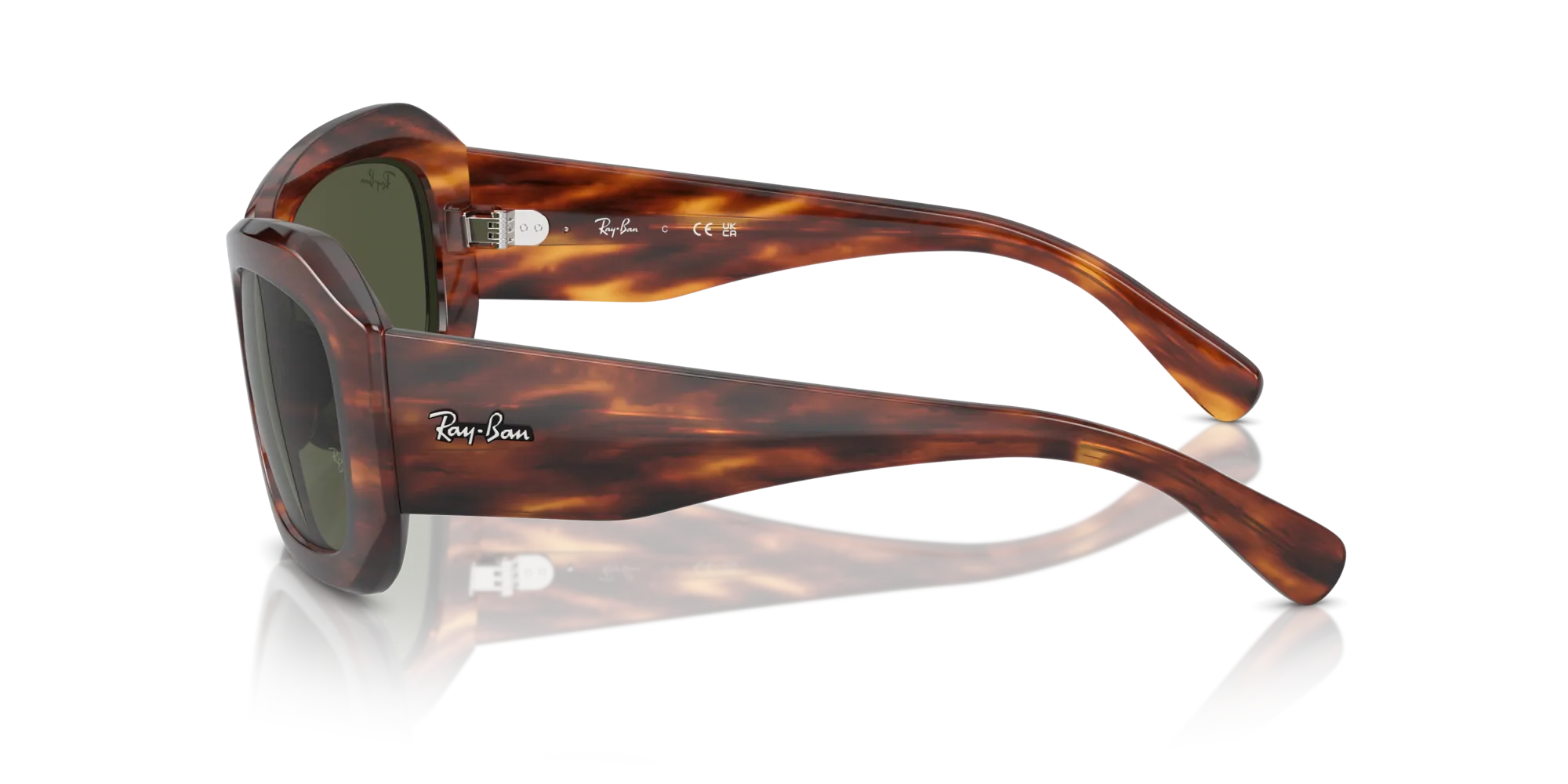 Ray - Ban RB2212 BEATE 954/31 Occhiali da sole Acetato Marrone Verde Pillow Normale - immagine 4