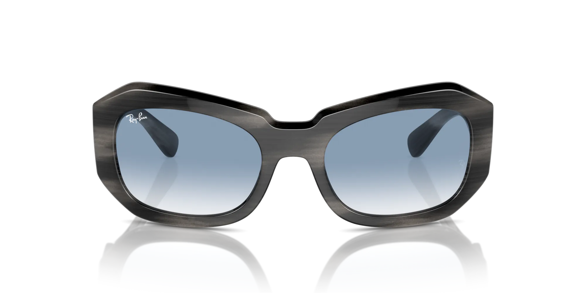 Ray - Ban RB2212 BEATE 14043F Occhiali da sole Acetato Grigio Blu Pillow Normale Sfumato - immagine 3