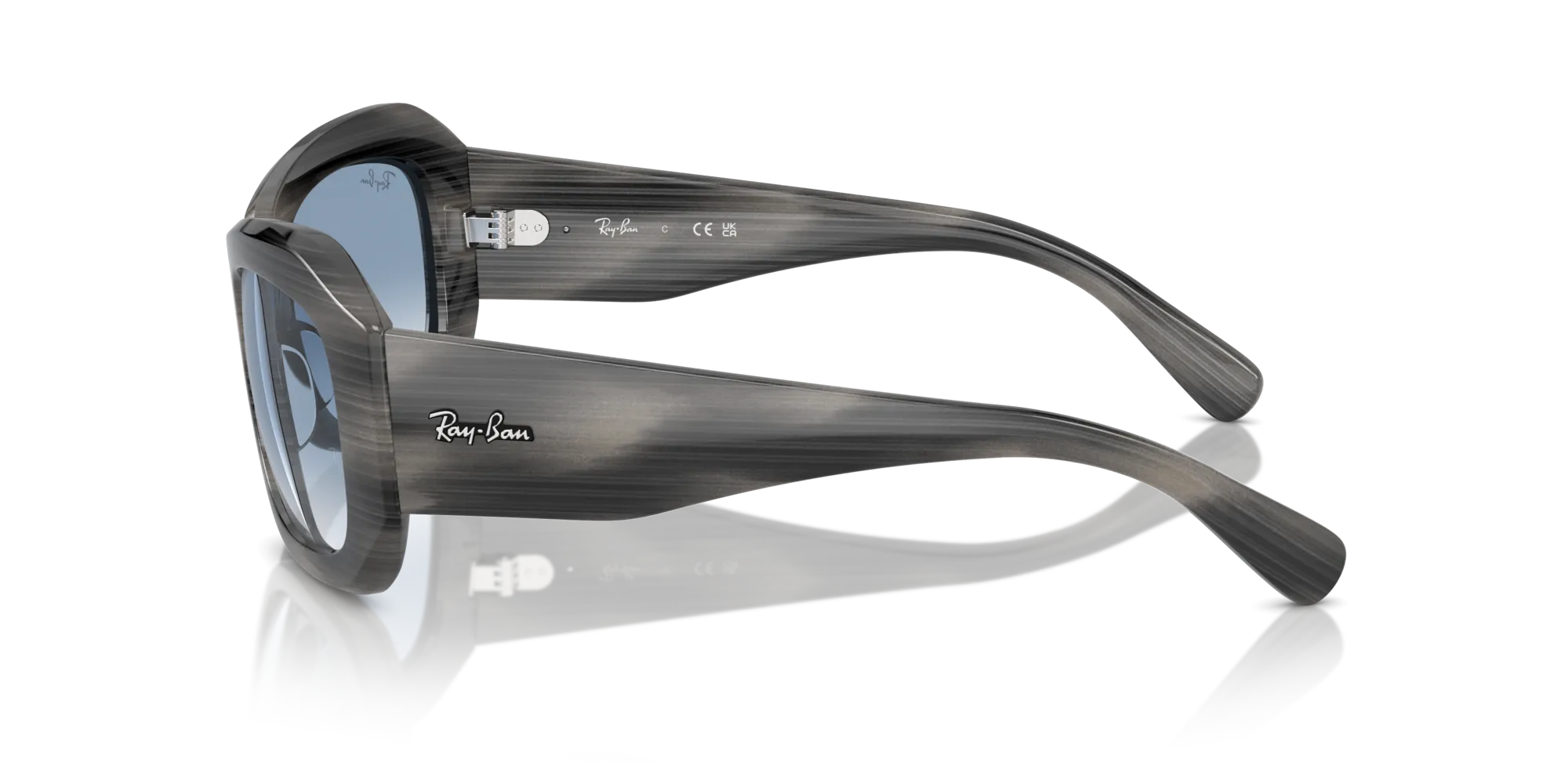 Ray - Ban RB2212 BEATE 14043F Occhiali da sole Acetato Grigio Blu Pillow Normale Sfumato - immagine 4
