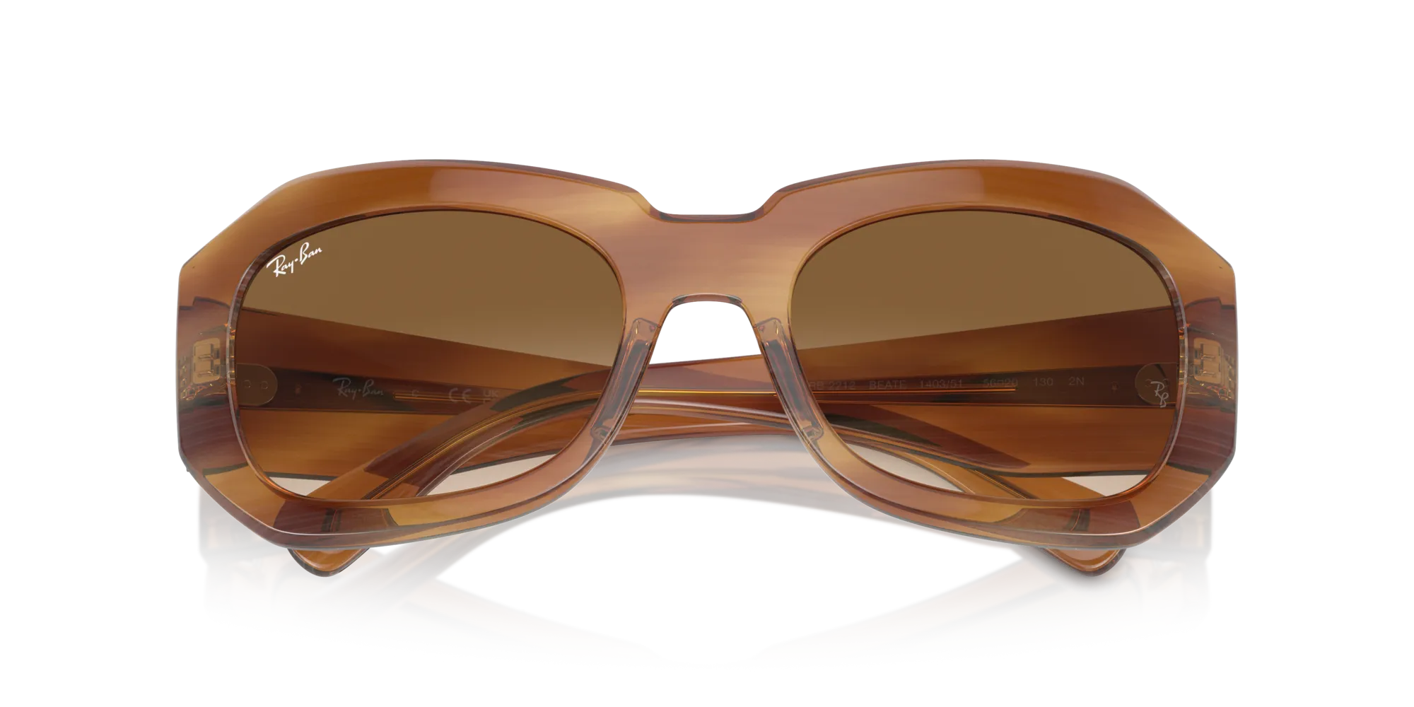 Ray - Ban RB2212 BEATE 140351 Occhiali da sole Acetato Tartaruga Marrone Pillow Normale Sfumato - immagine 2
