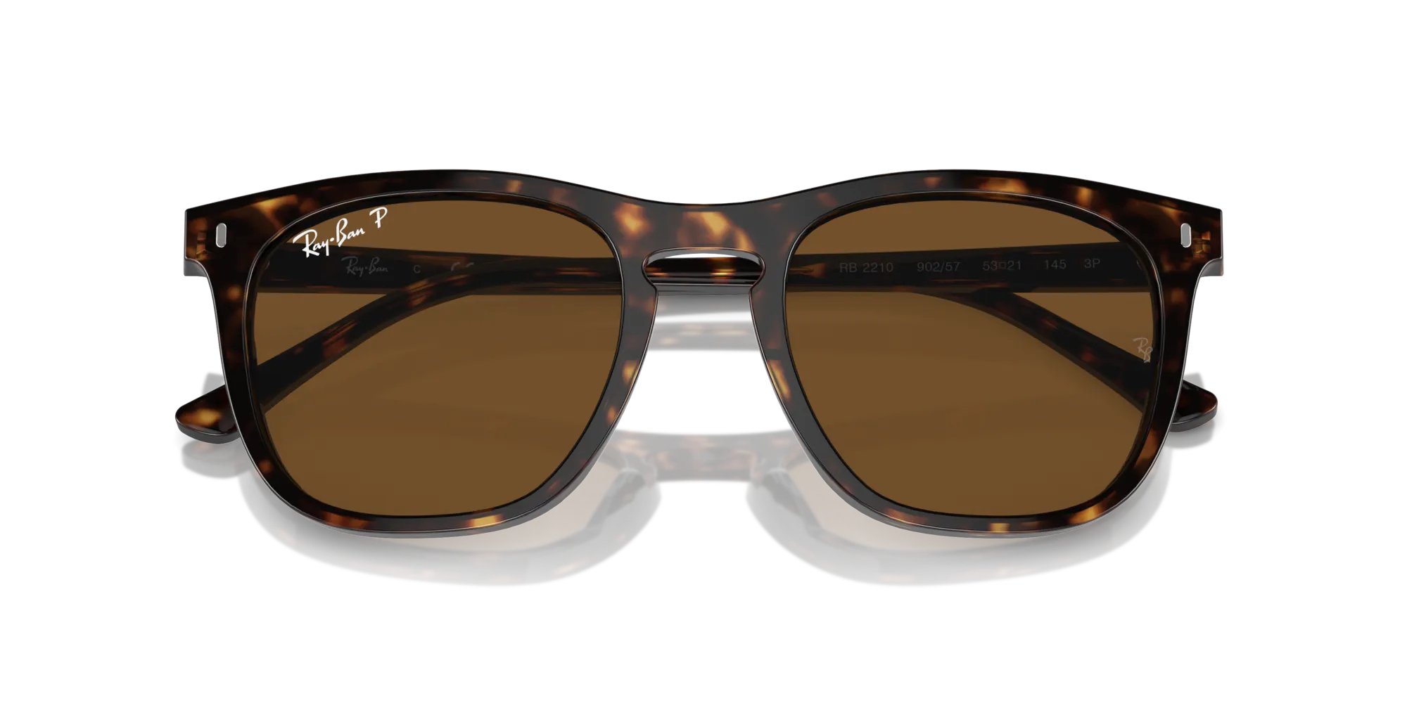 Ray - Ban RB2210 902/57 Occhiali da sole Acetato Tartaruga Marrone Squadrata Polarizzata - immagine 2