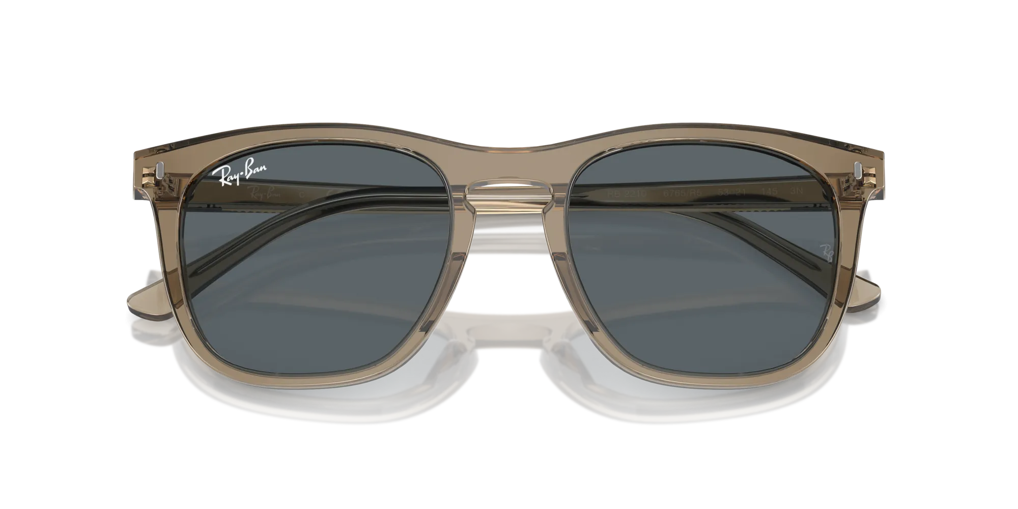 Ray - Ban RB2210 6765R5 Occhiali da sole Acetato Marrone Blu Squadrata Normale Antiriflesso - immagine 2
