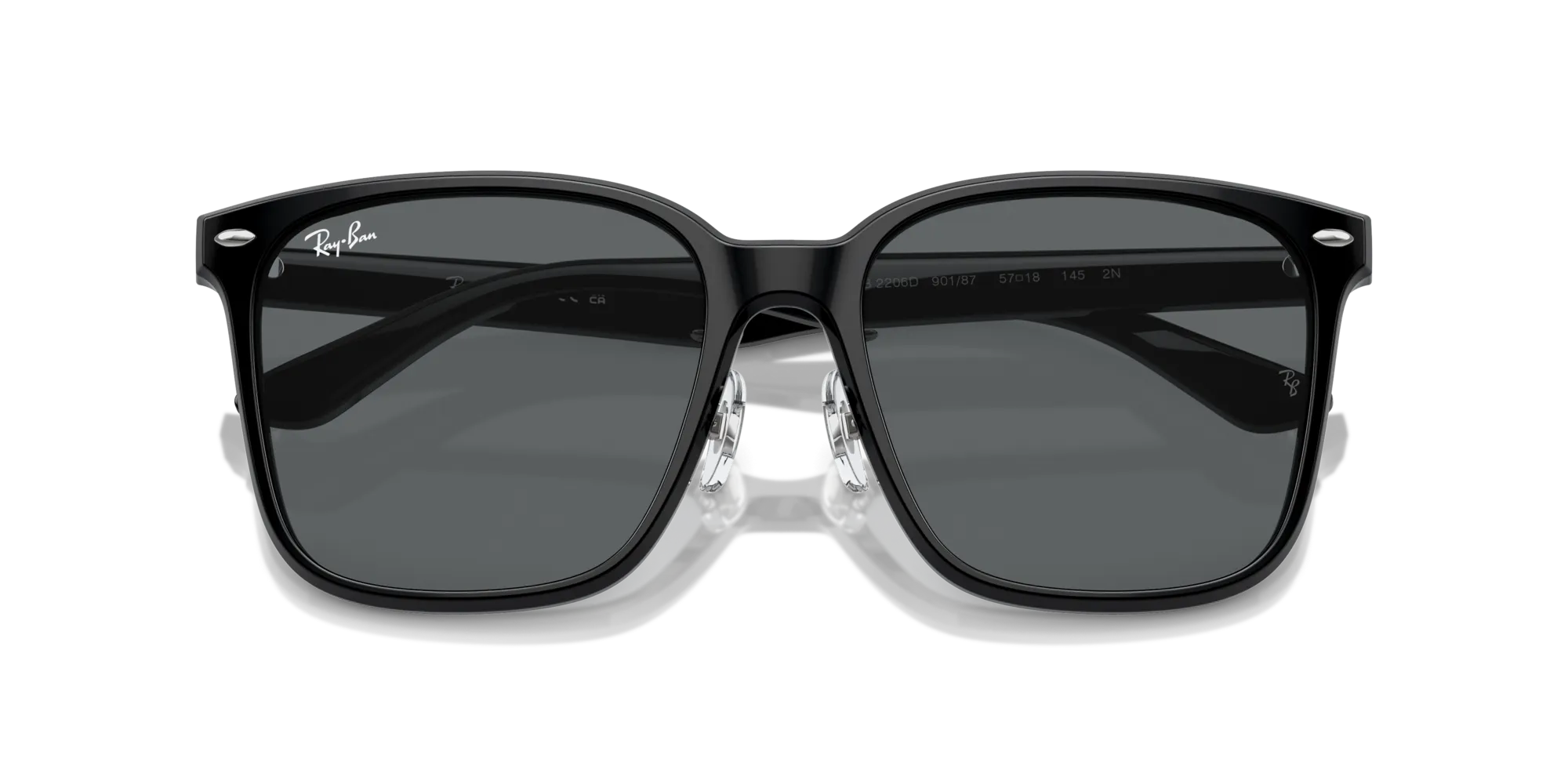 Ray - Ban RB2206D 901/87 Occhiali da sole Acetato Nero Grigio Squadrata Normale - immagine 2
