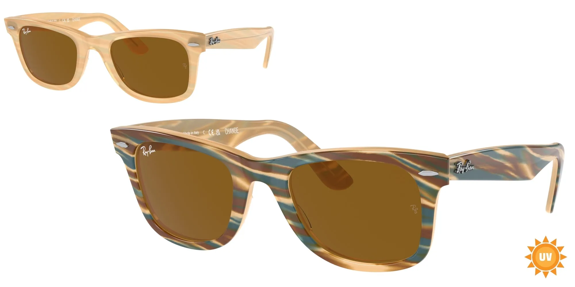 Ray - Ban RB2140 WAYFARER 140833 Occhiali da sole Acetato Marrone Marrone Squadrata Normale - immagine 1