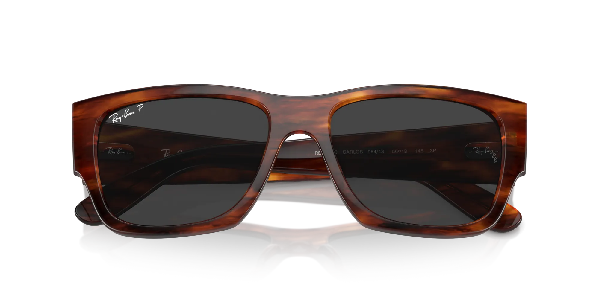 Ray - Ban RB0947S CARLOS 954/48 Occhiali da sole Acetato Marrone Nero Squadrata Polarizzata Antiriflesso - immagine 2