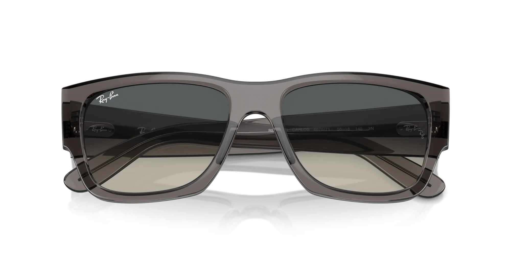 Ray - Ban RB0947S CARLOS 667571 Occhiali da sole Acetato Grigio Grigio Squadrata Normale Sfumato - immagine 2