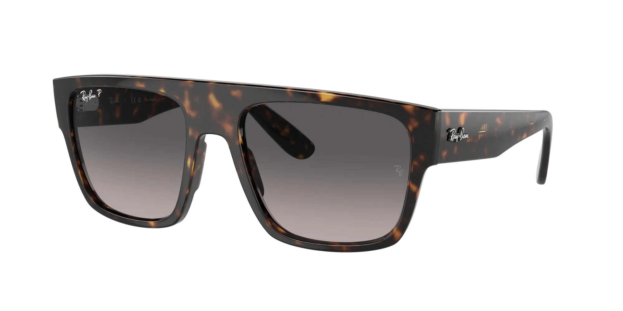 Ray - Ban RB0360S DRIFTER 902/M3 Occhiali da sole Acetato Tartaruga Grigio Squadrata Polarizzata Sfumato - immagine 1