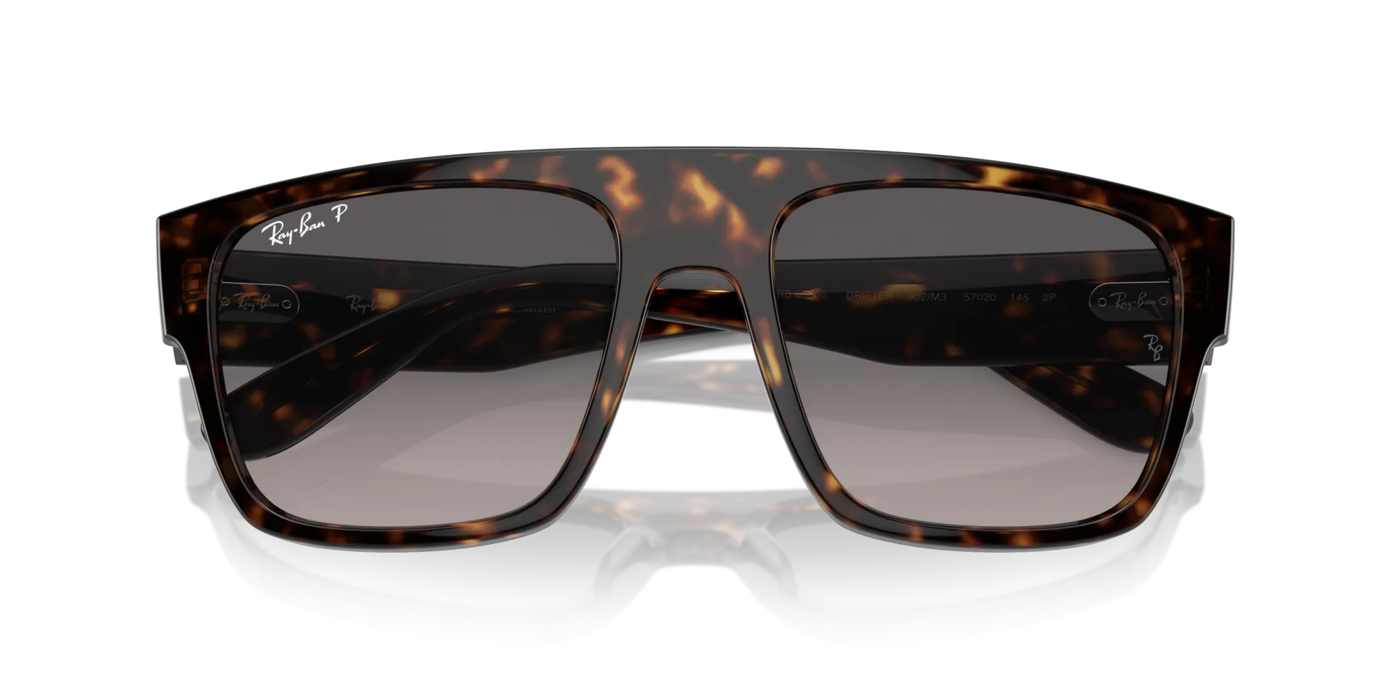 Ray - Ban RB0360S DRIFTER 902/M3 Occhiali da sole Acetato Tartaruga Grigio Squadrata Polarizzata Sfumato - immagine 2