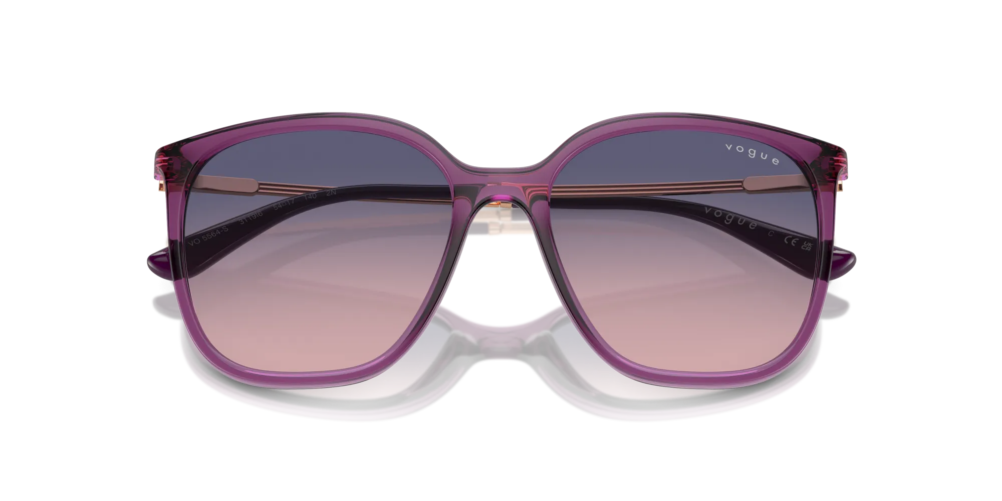 VOGUE EYEWEAR VO5564S 3119I6 Occhiali da sole Nylon Viola Rosa Squadrata Normale Sfumato - immagine 2