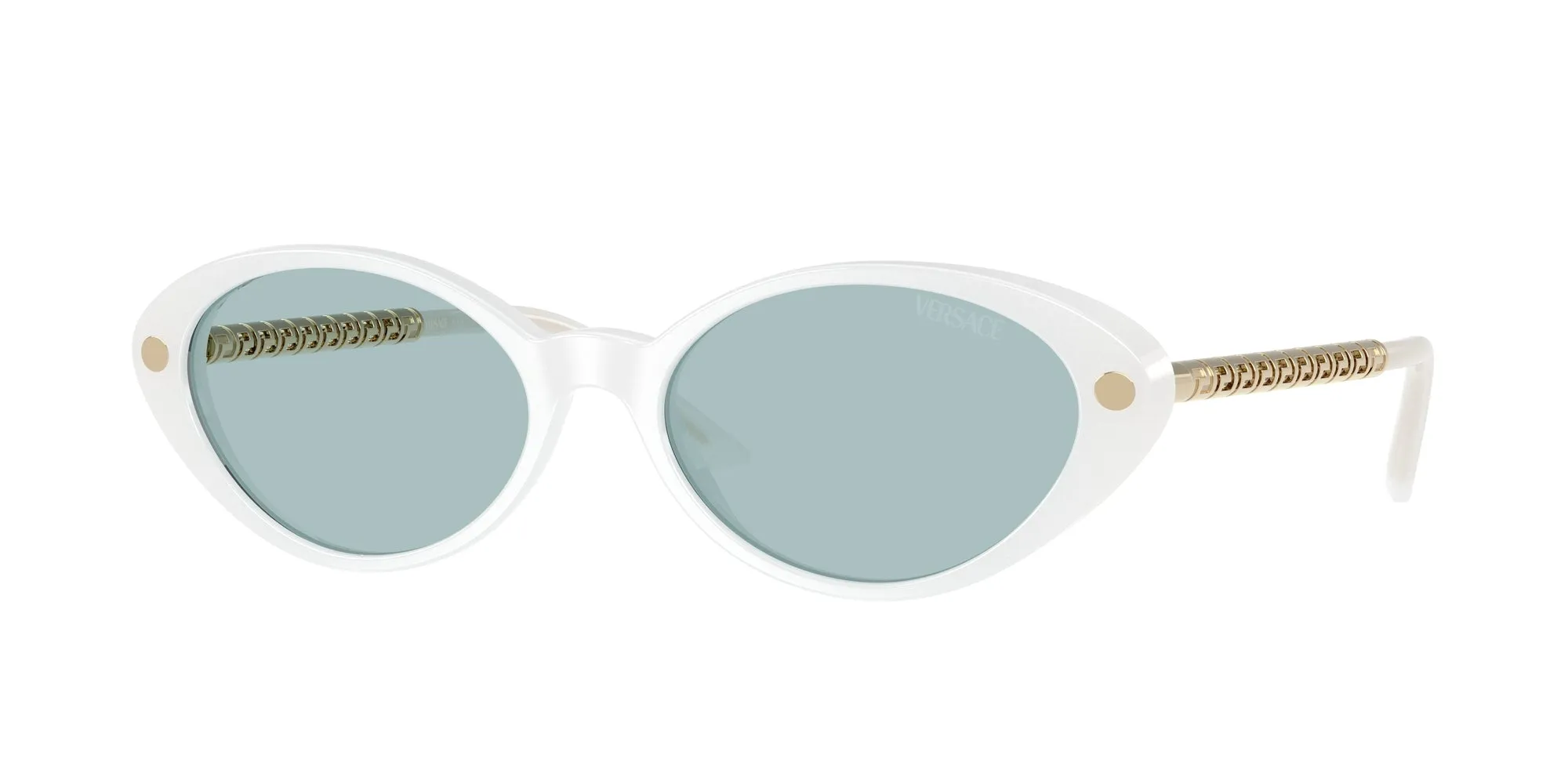 Versace VE4469 547172 Occhiali da sole Acetato Bianco Blu Rotonda Normale - immagine 1