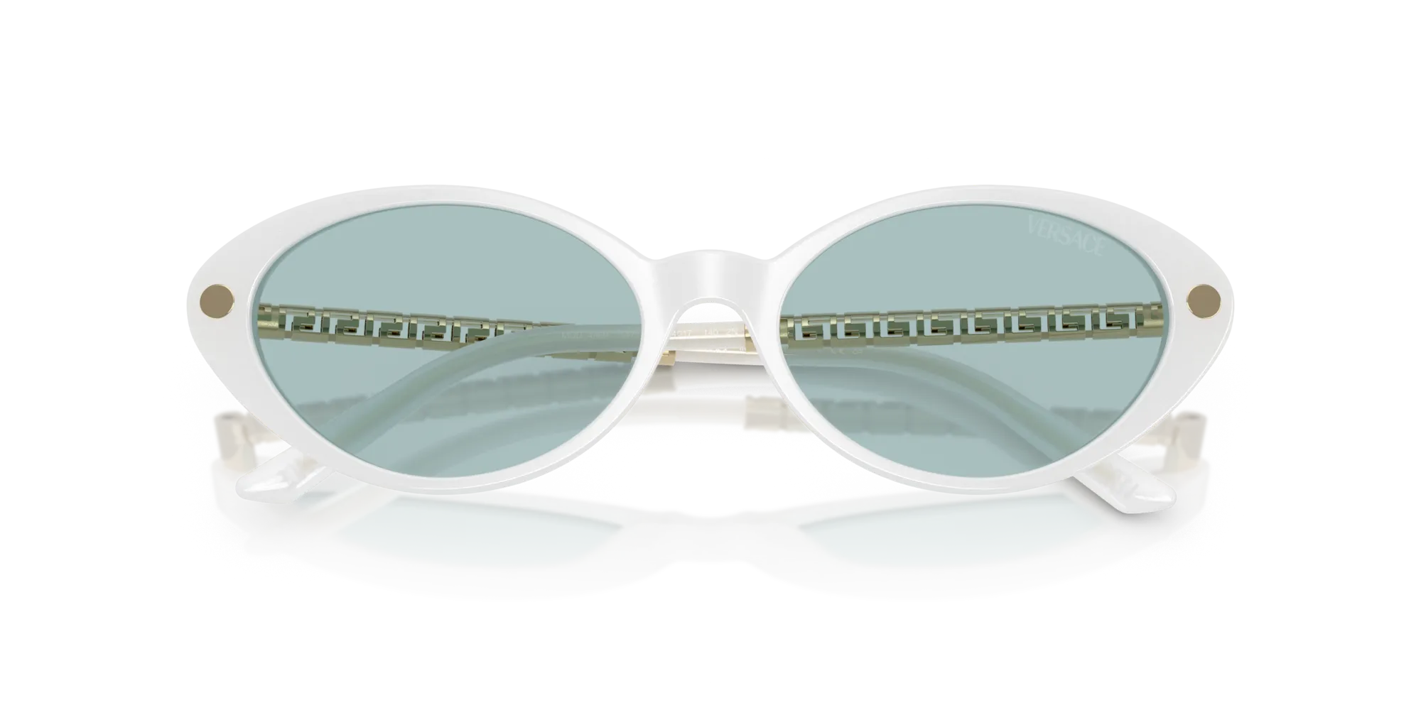 Versace VE4469 547172 Occhiali da sole Acetato Bianco Blu Rotonda Normale - immagine 2