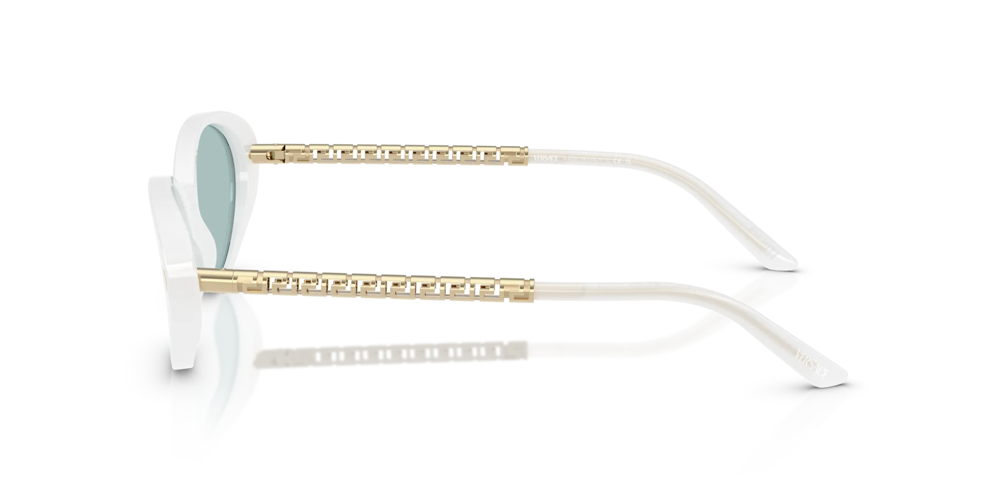 Versace VE4469 547172 Occhiali da sole Acetato Bianco Blu Rotonda Normale - immagine 4