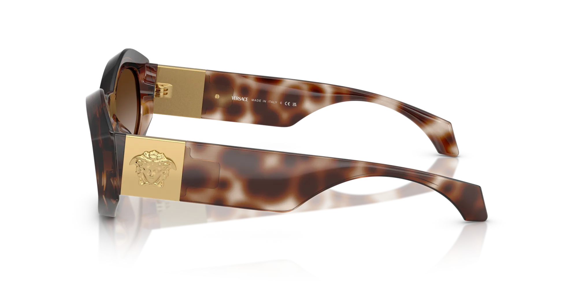 Versace VE4466U 54613B Occhiali da sole Iniettato Tartaruga Marrone Geometrica Normale Sfumato - immagine 4