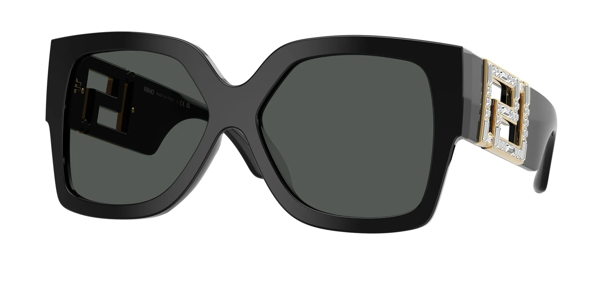 Versace VE4402 547887 Occhiali da sole Acetato Nero Grigio Squadrata Normale - immagine 1