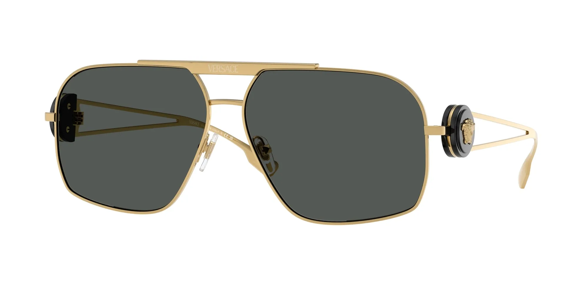 Versace VE2269 100287 Occhiali da sole Acciaio Oro Grigio Geometrica Normale - immagine 1