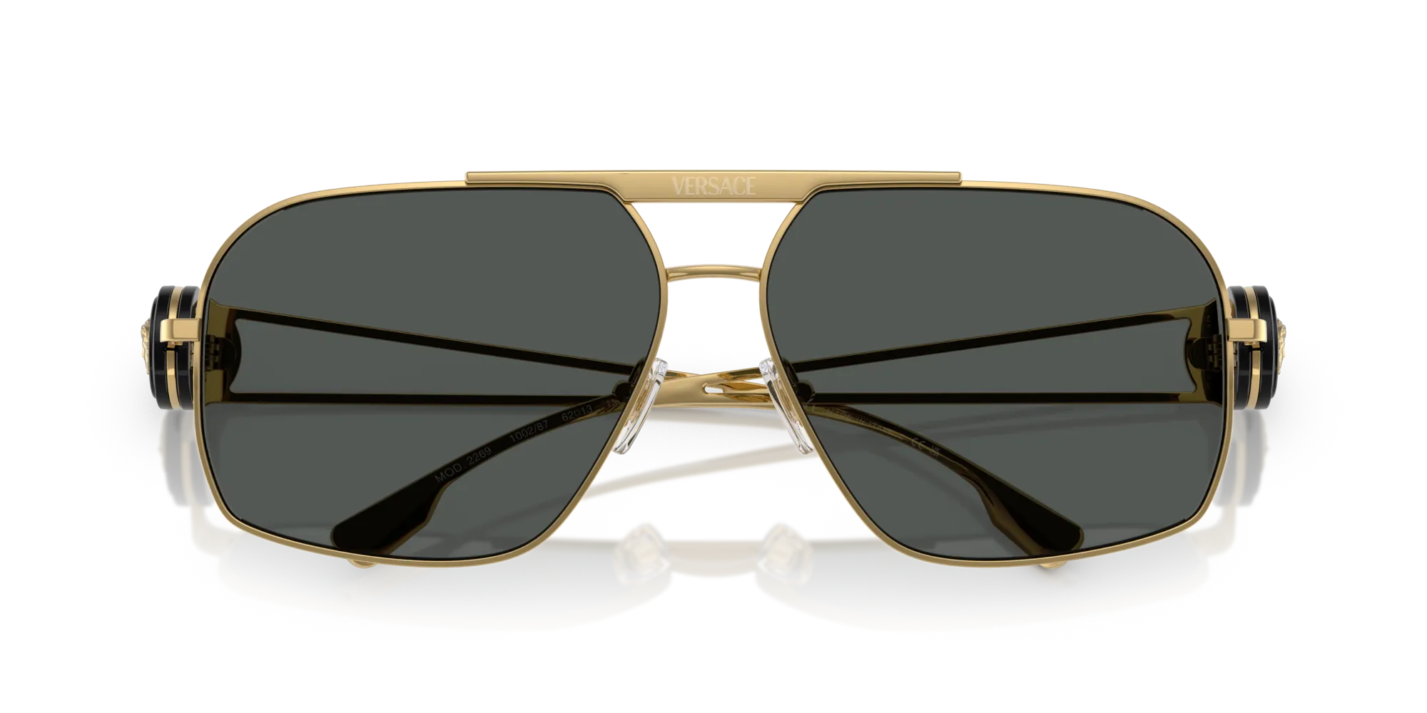 Versace VE2269 100287 Occhiali da sole Acciaio Oro Grigio Geometrica Normale - immagine 2