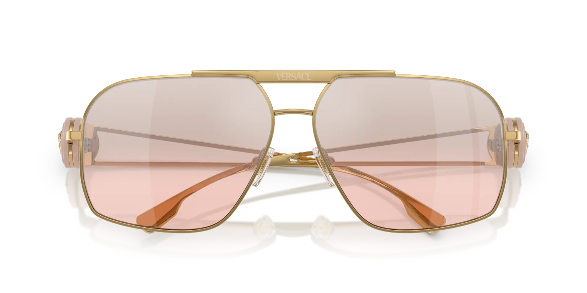Versace VE2269 10027E Occhiali da sole Acciaio Oro Rosa Geometrica Normale Sfumato - immagine 2