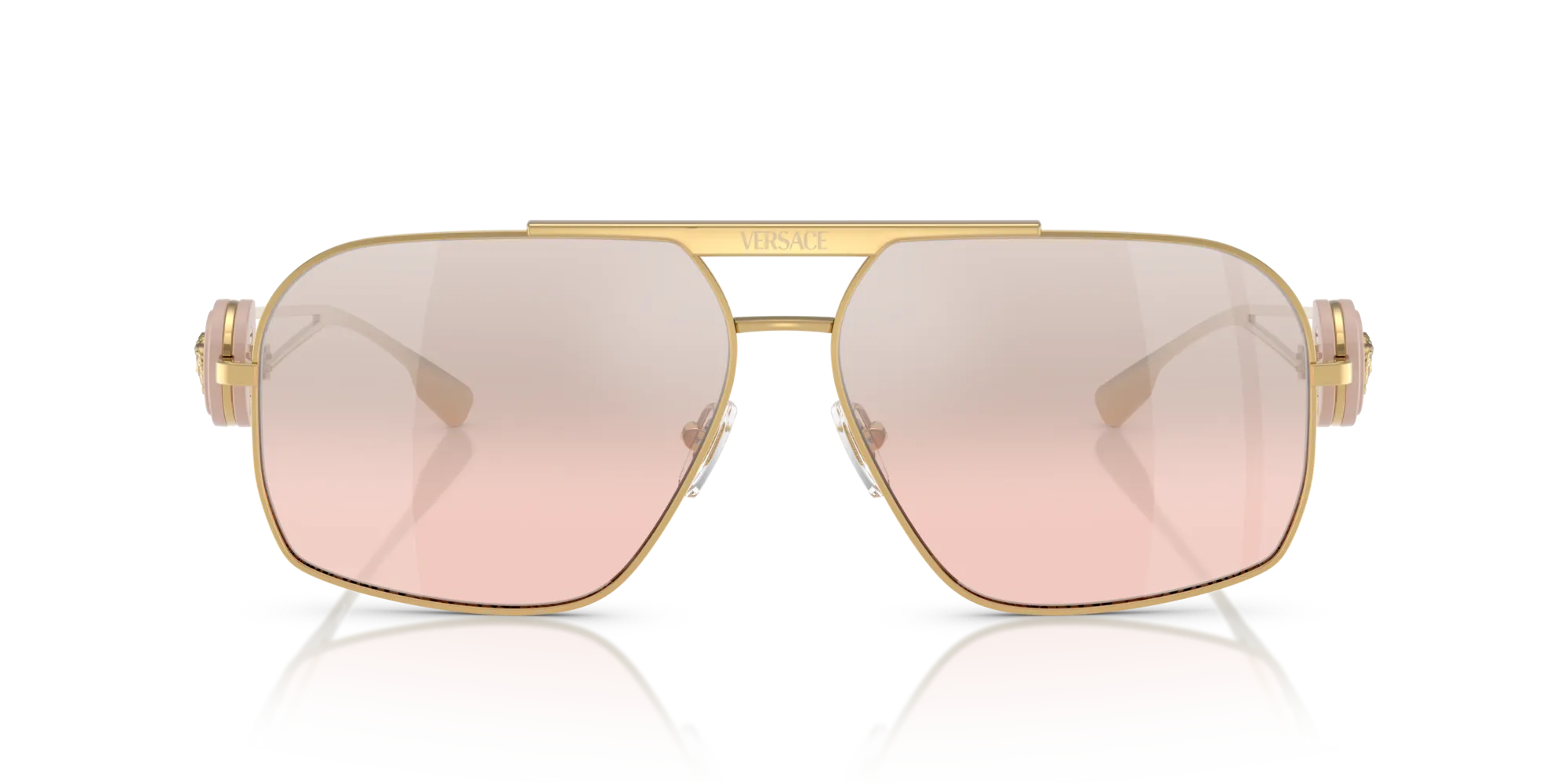 Versace VE2269 10027E Occhiali da sole Acciaio Oro Rosa Geometrica Normale Sfumato - immagine 3