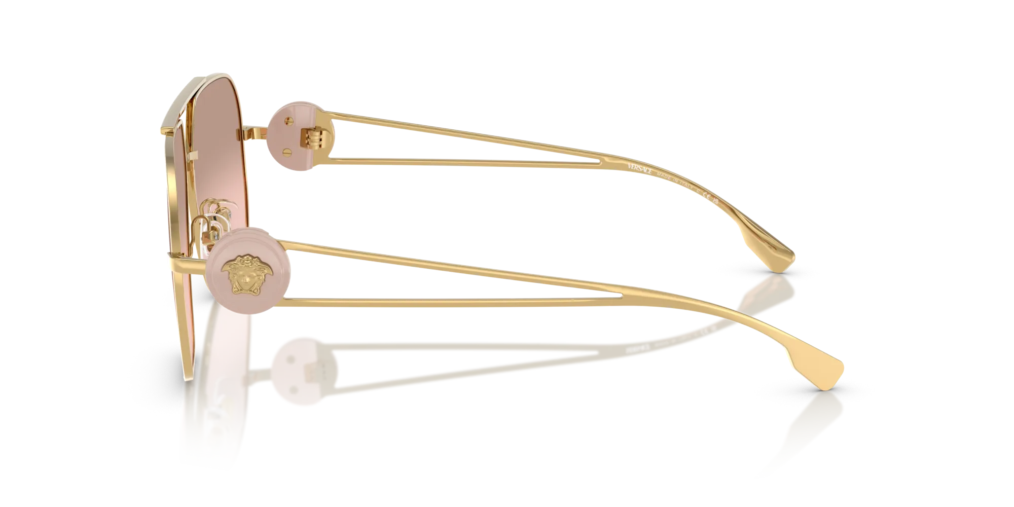 Versace VE2269 10027E Occhiali da sole Acciaio Oro Rosa Geometrica Normale Sfumato - immagine 4