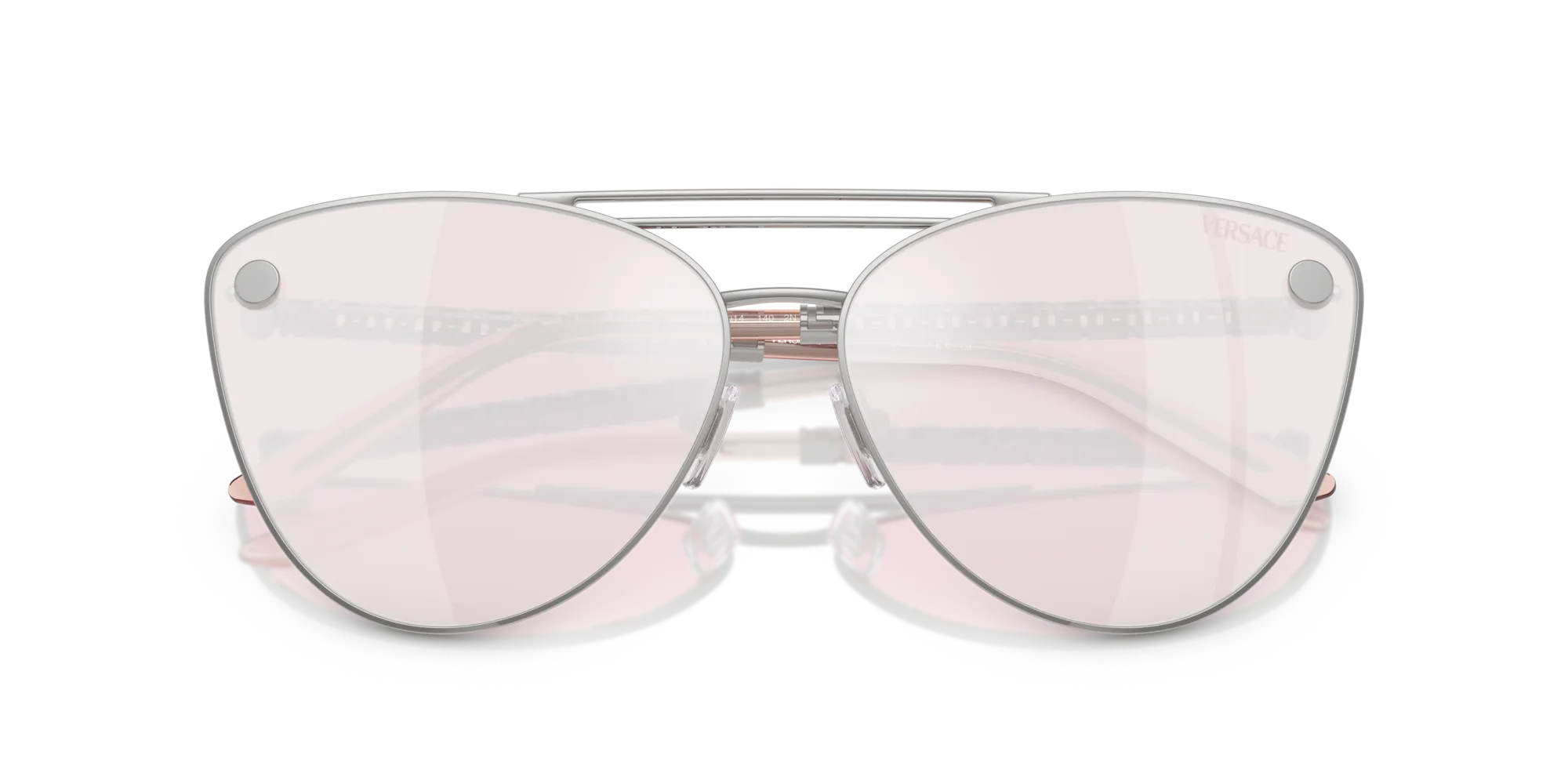 Versace VE2267 10007V Occhiali da sole Metallo Argento Rosa Cat Eye Specchiate Specchiato - immagine 2