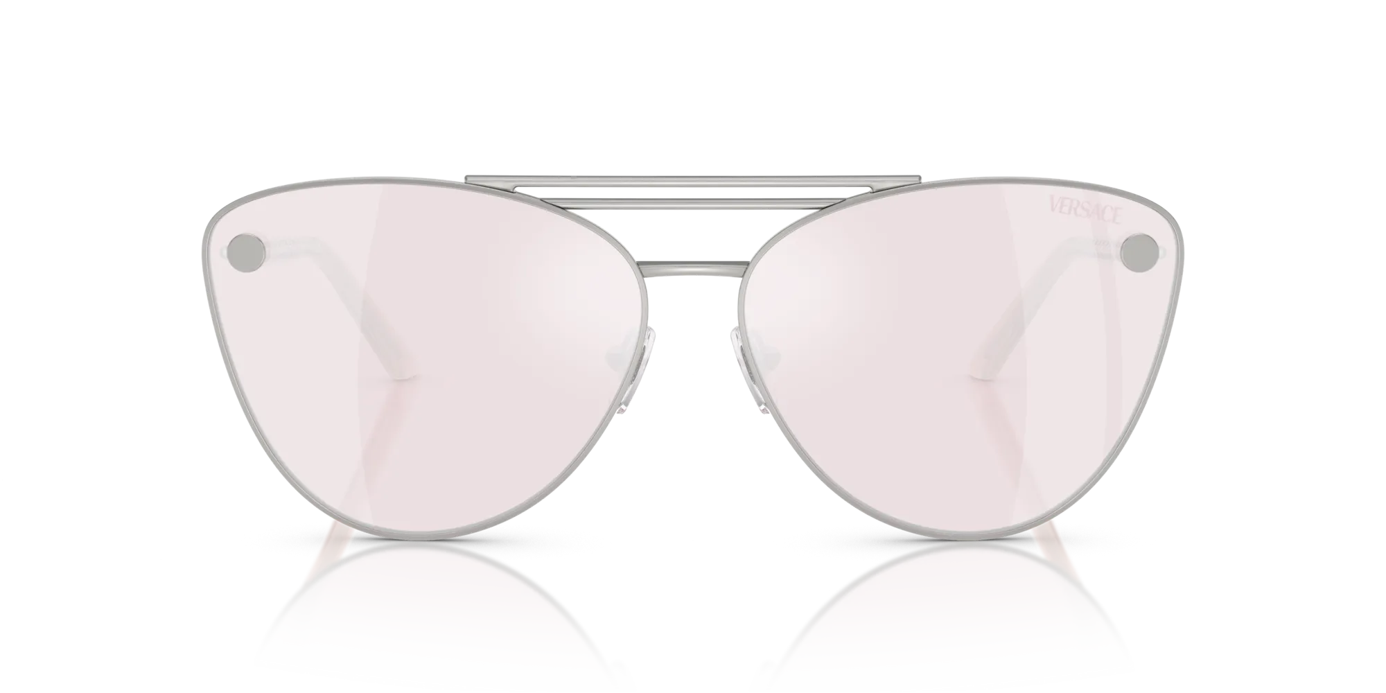 Versace VE2267 10007V Occhiali da sole Metallo Argento Rosa Cat Eye Specchiate Specchiato - immagine 3