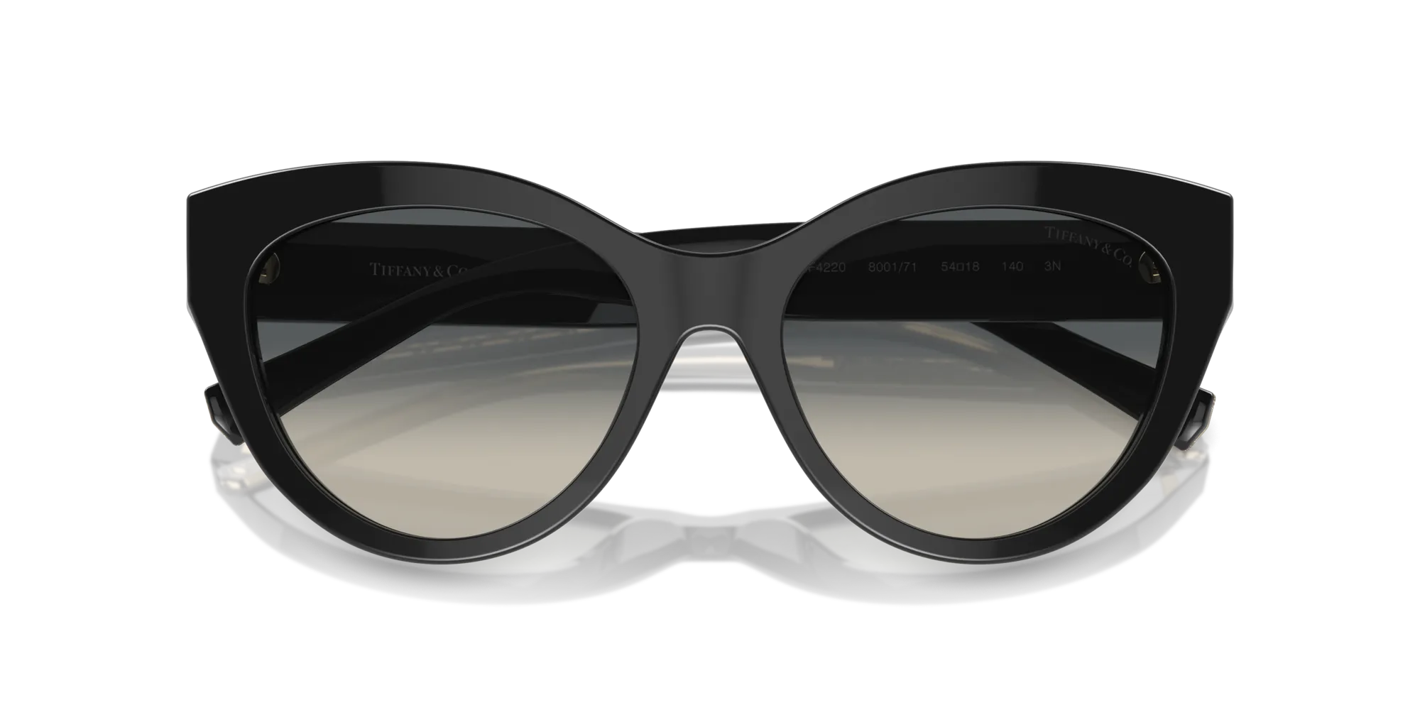 Tiffany TF4220 800171 Occhiali da sole Acetato Nero Grigio Cat Eye Normale Sfumato - immagine 2