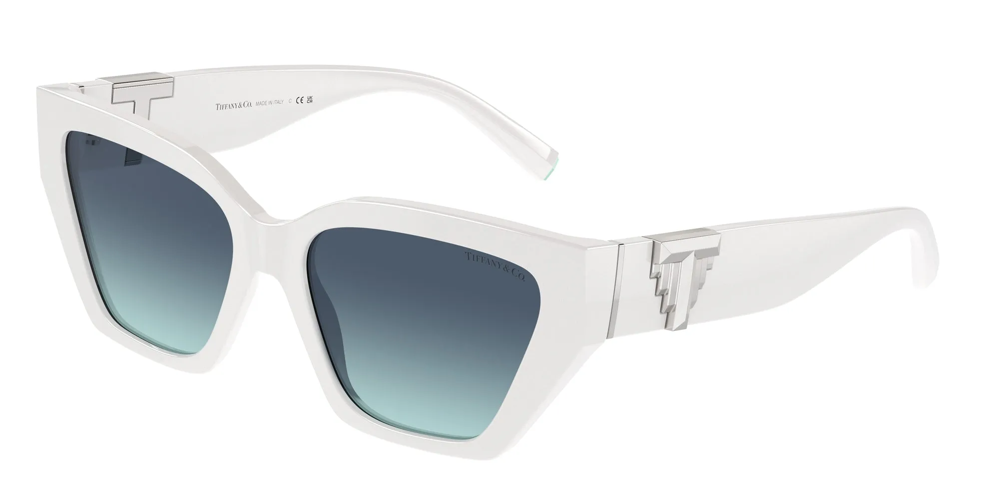Tiffany TF4218 83929S Occhiali da sole Acetato Bianco Blu Cat Eye Normale Sfumato - immagine 1