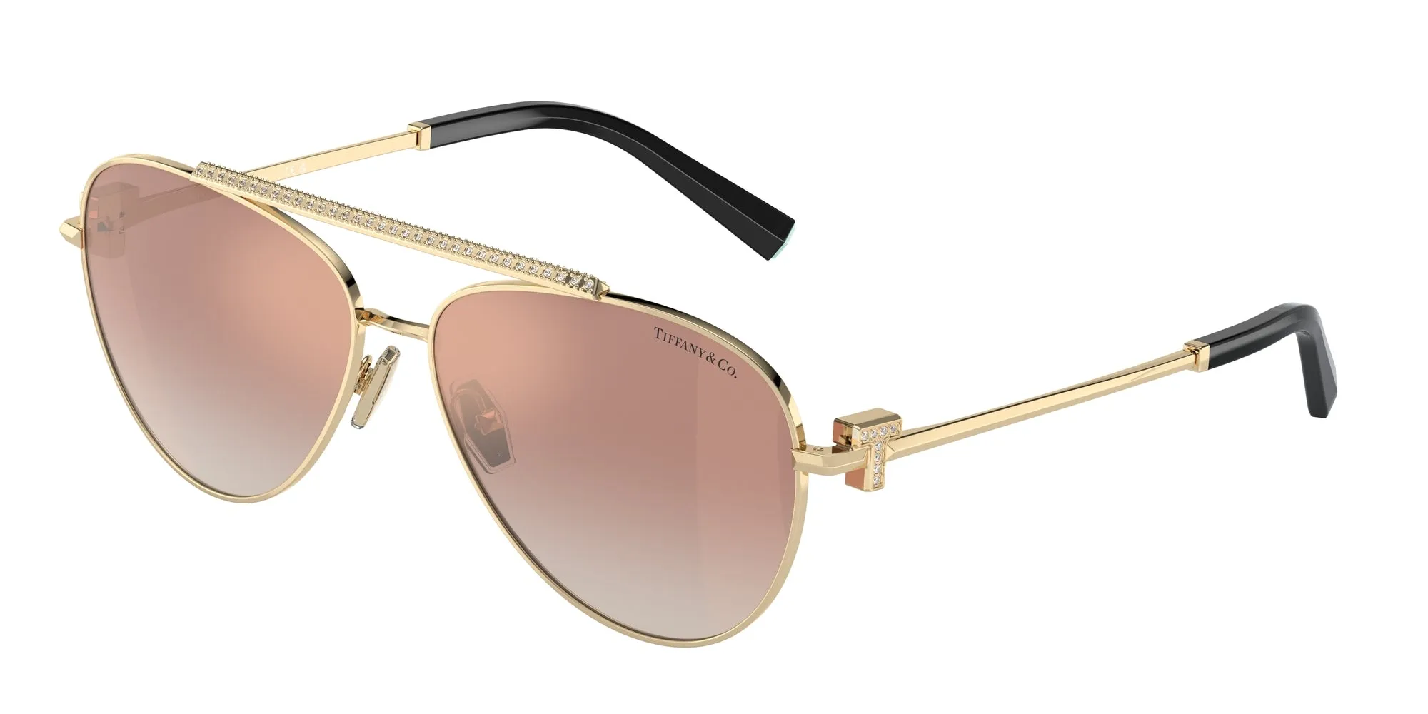 Tiffany TF3101B 62093N Occhiali da sole Acciaio Oro Rosa Pilot Normale Sfumato - immagine 1