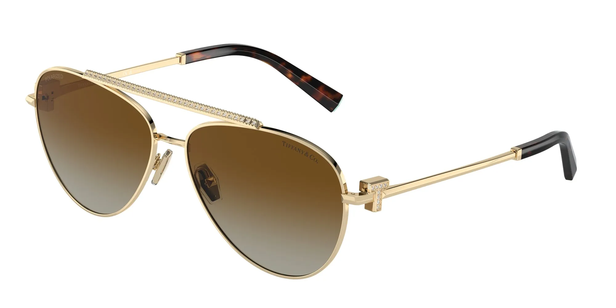 Tiffany TF3101B 6208T5 Occhiali da sole Acciaio Oro Marrone Pilot Polarizzata Sfumato - immagine 1