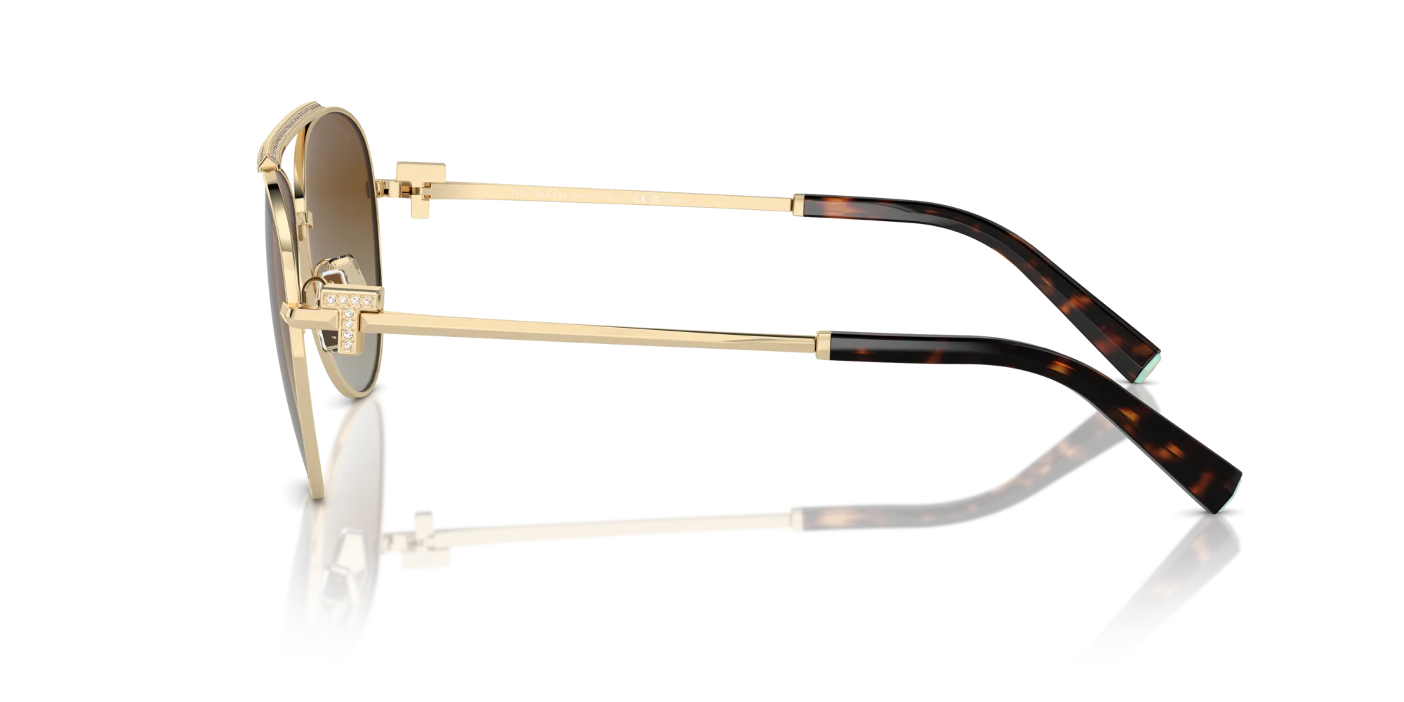 Tiffany TF3101B 6208T5 Occhiali da sole Acciaio Oro Marrone Pilot Polarizzata Sfumato - immagine 4