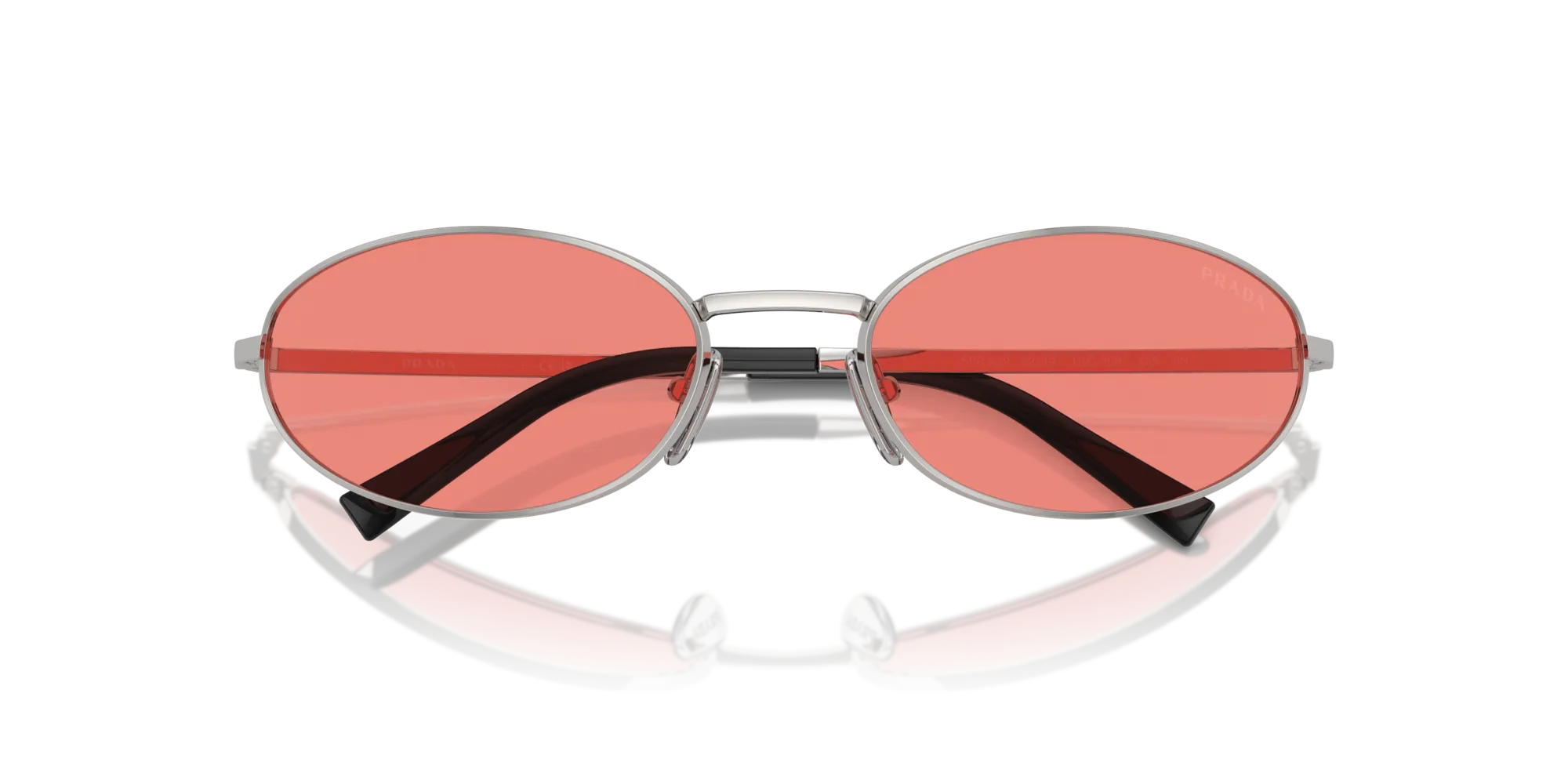 Prada PR A59S 1BC20B Occhiali da sole Acciaio Argento Rosa Rotonda Normale - immagine 2