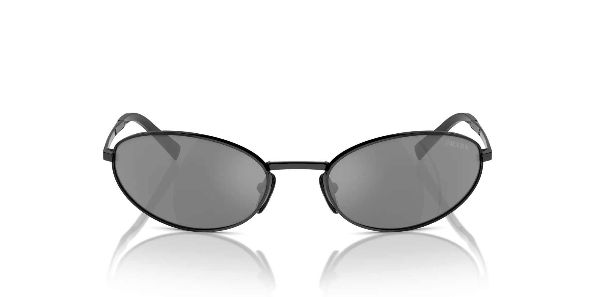 Prada PR A59S 1AB60G Occhiali da sole Acciaio Nero Grigio Rotonda Specchiate Specchiato - immagine 3