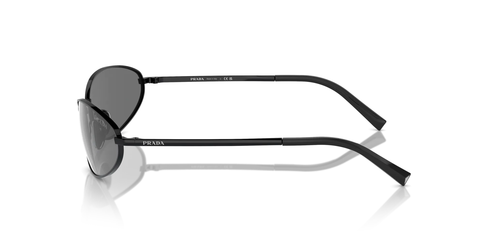 Prada PR A59S 1AB60G Occhiali da sole Acciaio Nero Grigio Rotonda Specchiate Specchiato - immagine 4