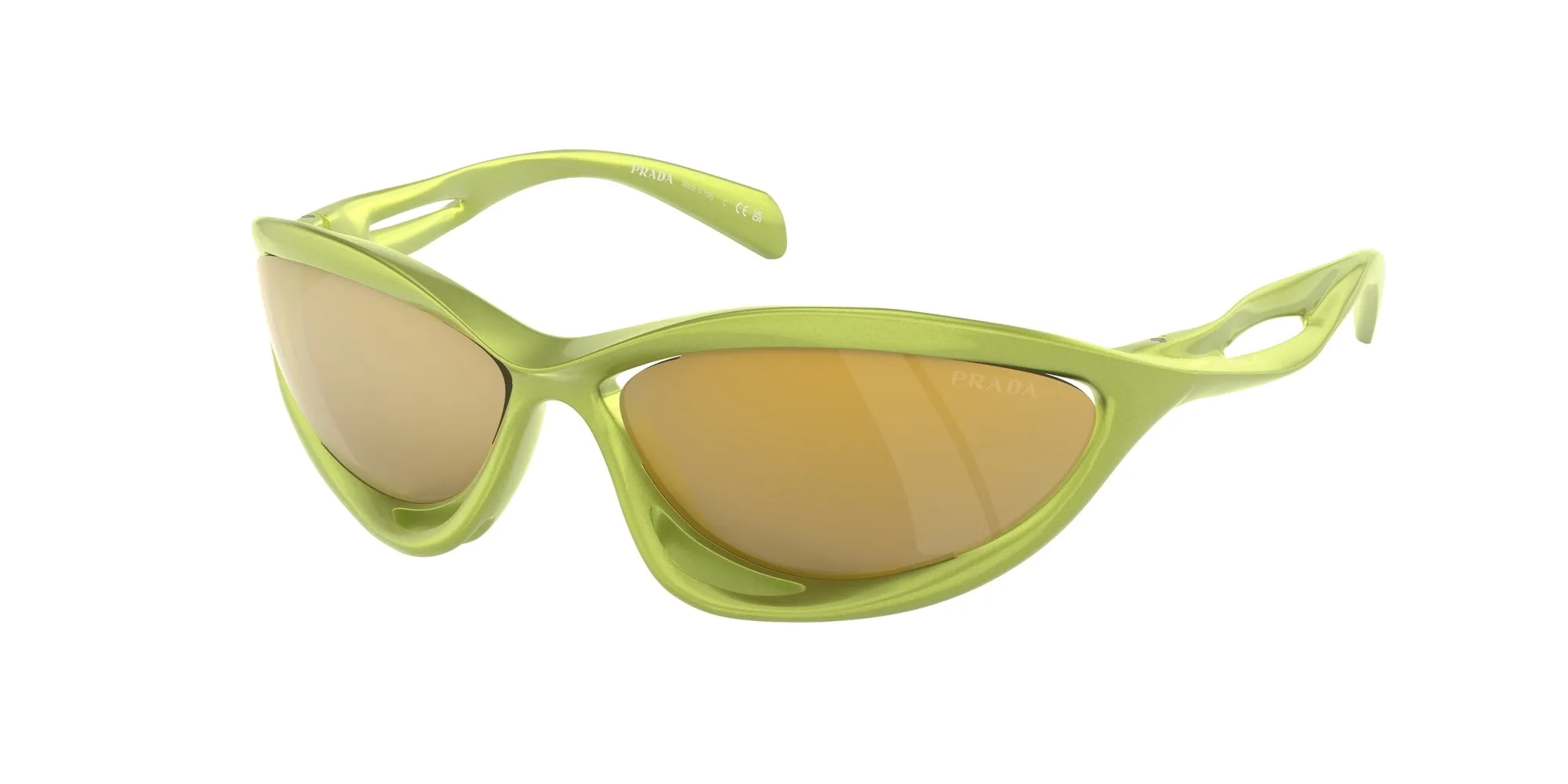 Prada PR A26S 17V20H Occhiali da sole Iniettato Verde Marrone Cat Eye Normale Specchiato - immagine 1