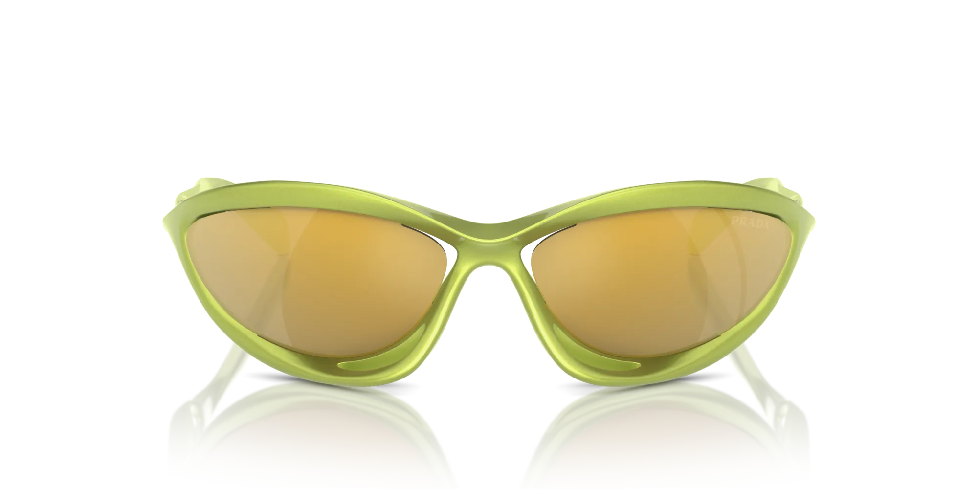 Prada PR A26S 17V20H Occhiali da sole Iniettato Verde Marrone Cat Eye Normale Specchiato - immagine 3