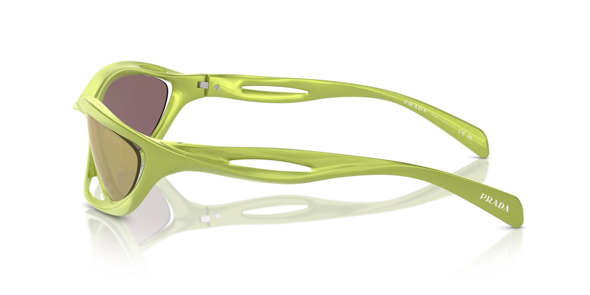Prada PR A26S 17V20H Occhiali da sole Iniettato Verde Marrone Cat Eye Normale Specchiato - immagine 4