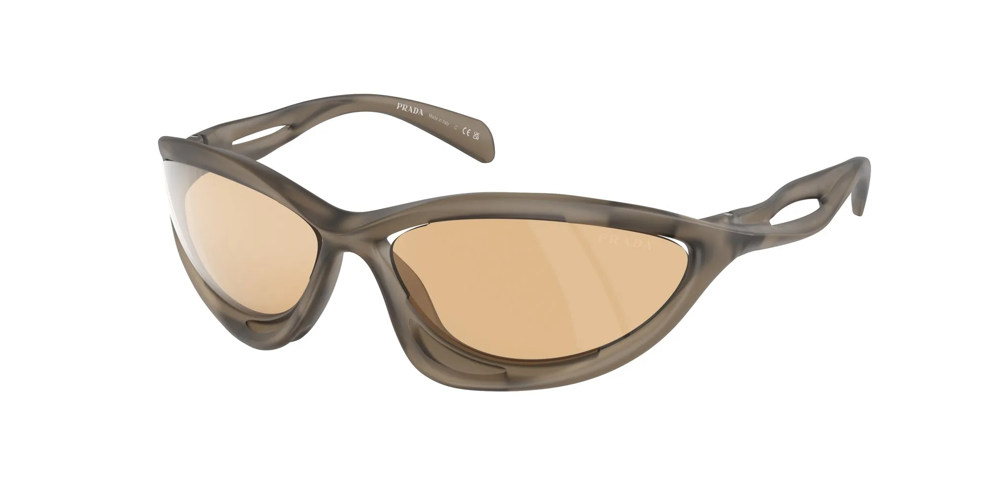 Prada PR A26S 16V10H Occhiali da sole Iniettato Marrone Arancione Cat Eye Normale Specchiato - immagine 1