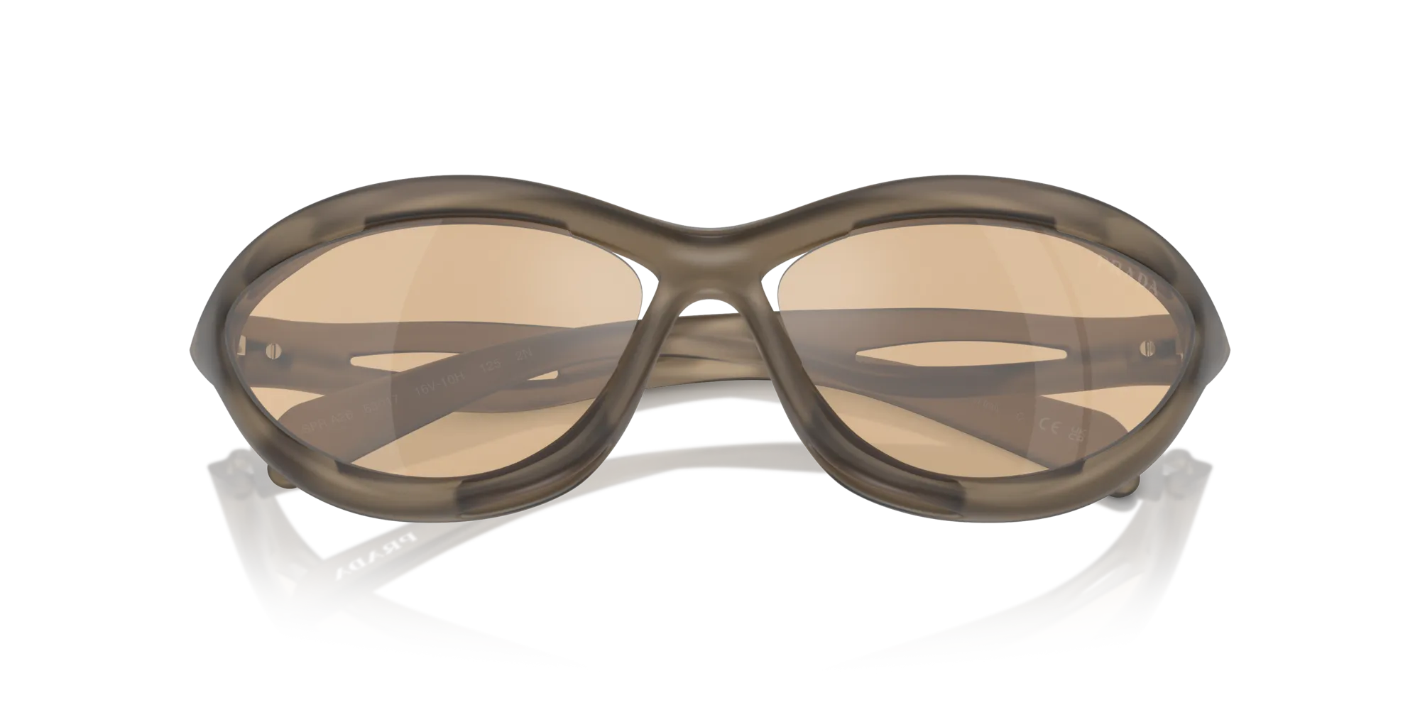 Prada PR A26S 16V10H Occhiali da sole Iniettato Marrone Arancione Cat Eye Normale Specchiato - immagine 2